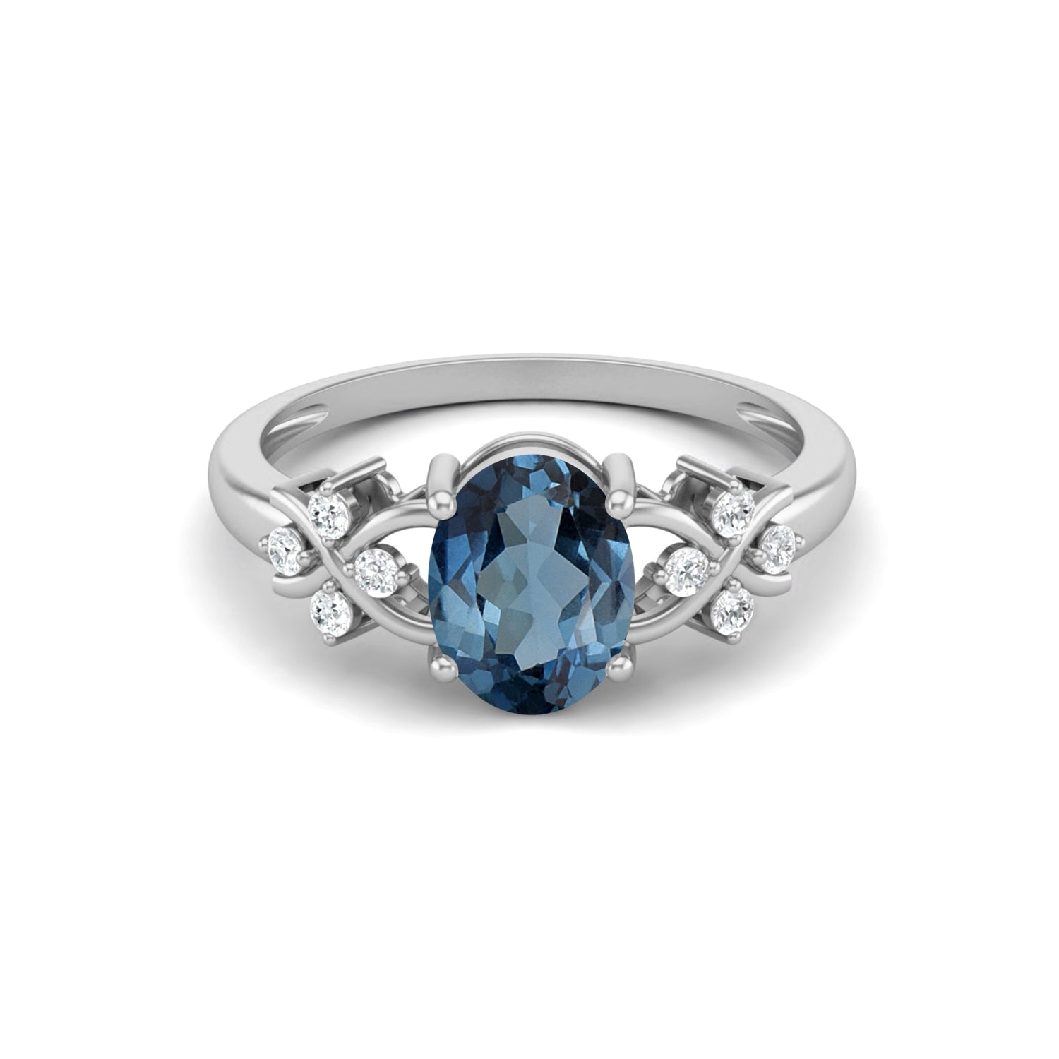 London Blue Topaz Floral Vine Accent Ring – Sterling Silver