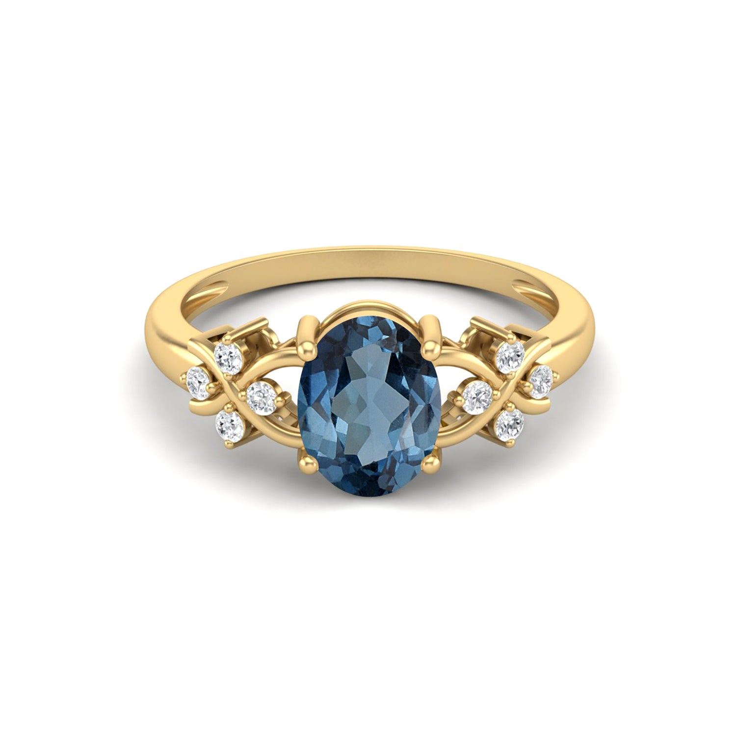 London Blue Topaz Floral Vine Accent Ring – Sterling Silver