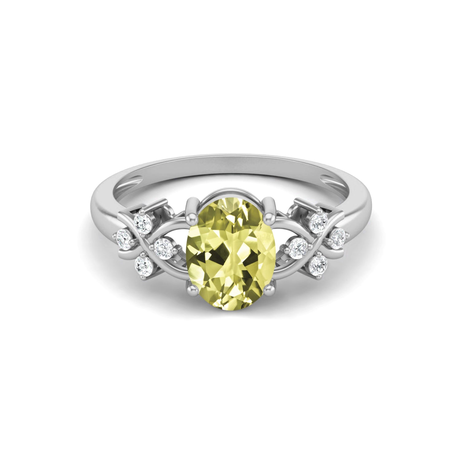 Lemon Quartz Vine Inspired Accent Ring – Sterling Silver