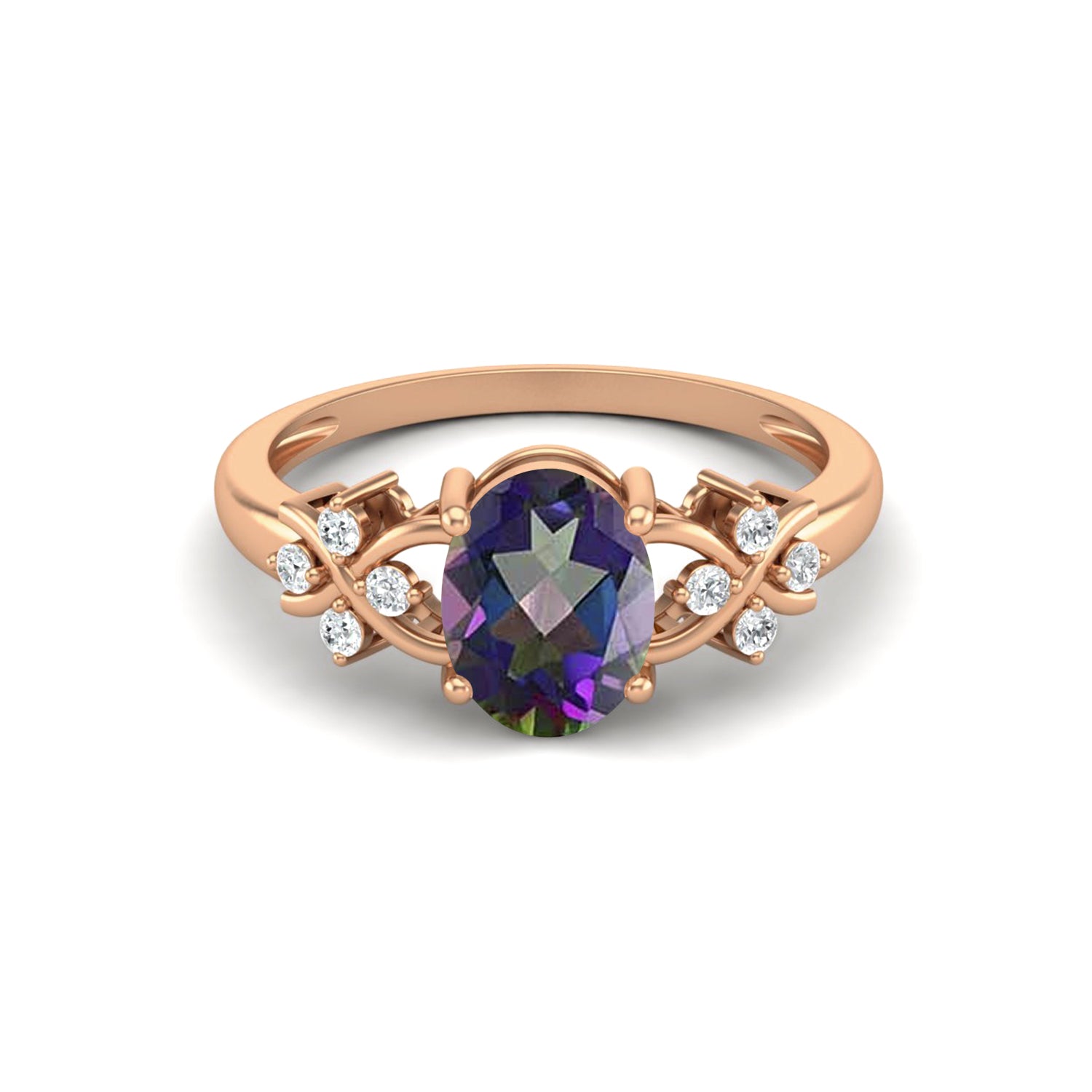 Anello nuziale in argento sterling 925 con topazio mistico, anello nuziale in stile Art Déco
