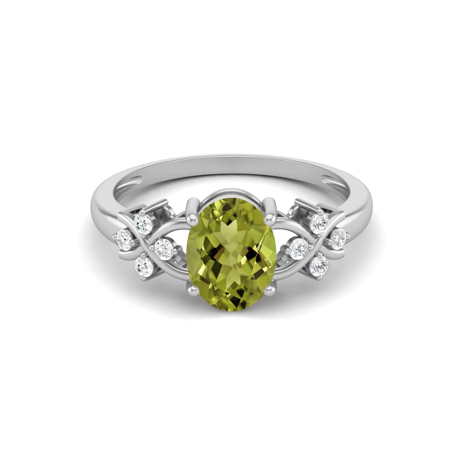 Peridot Vine Inspired Accent Ring – Sterling Silver