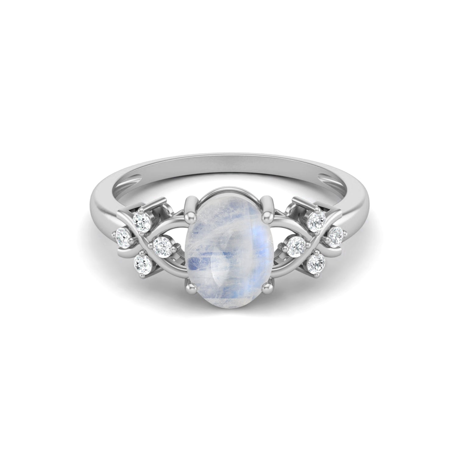 Moonstone Vine Inspired Accent Ring – Sterling Silver