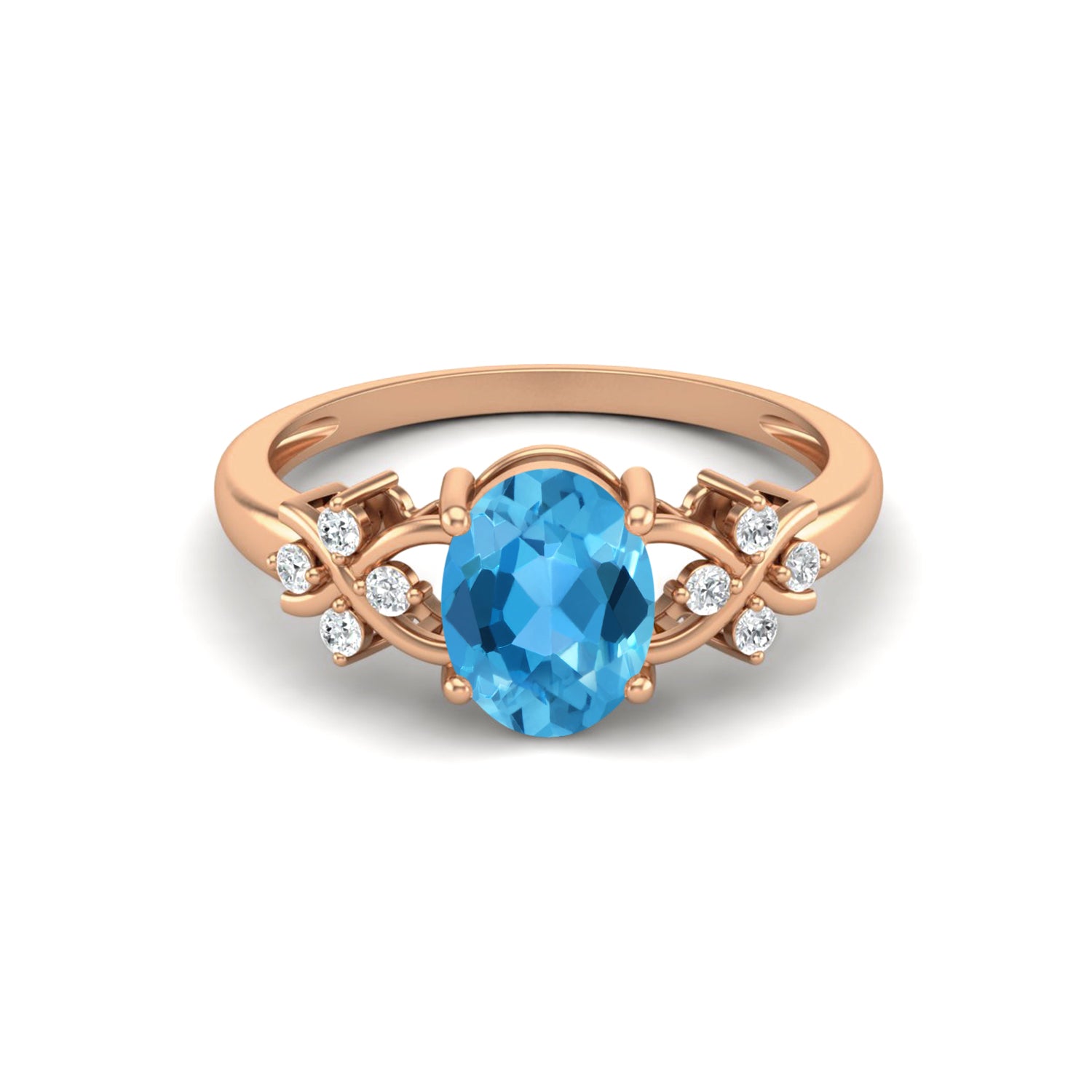 Swiss Blue Topaz Vine Inspired Accent Ring – Sterling Silver