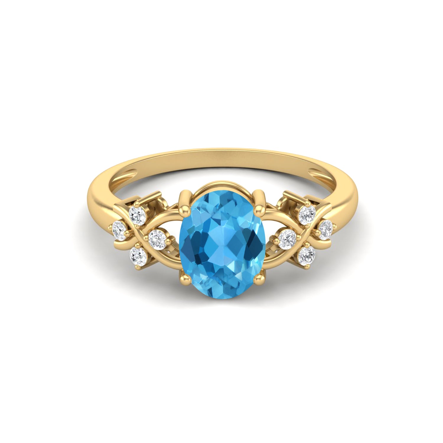 Swiss Blue Topaz Vine Inspired Accent Ring – Sterling Silver