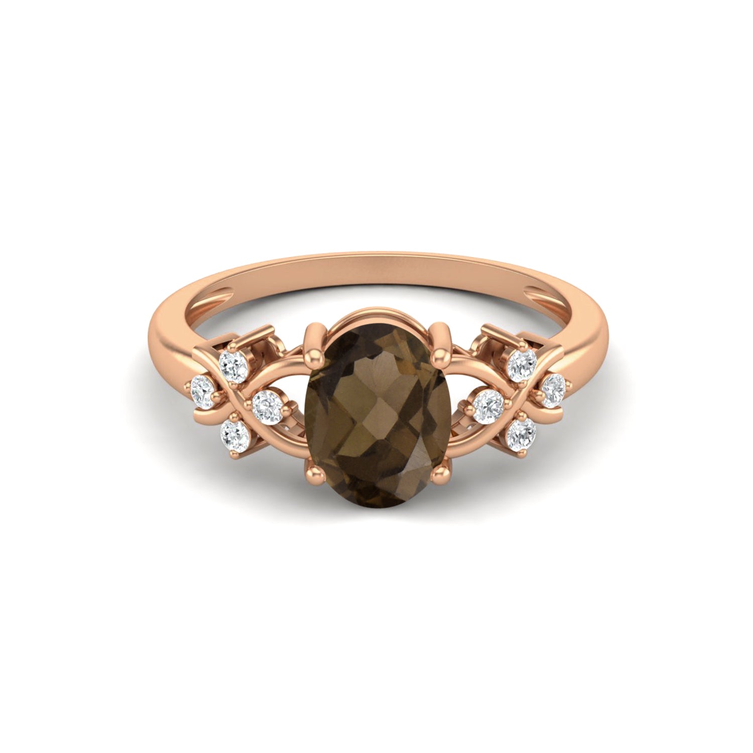 Anello di fidanzamento vintage in quarzo fumé, anello nuziale in argento sterling 925