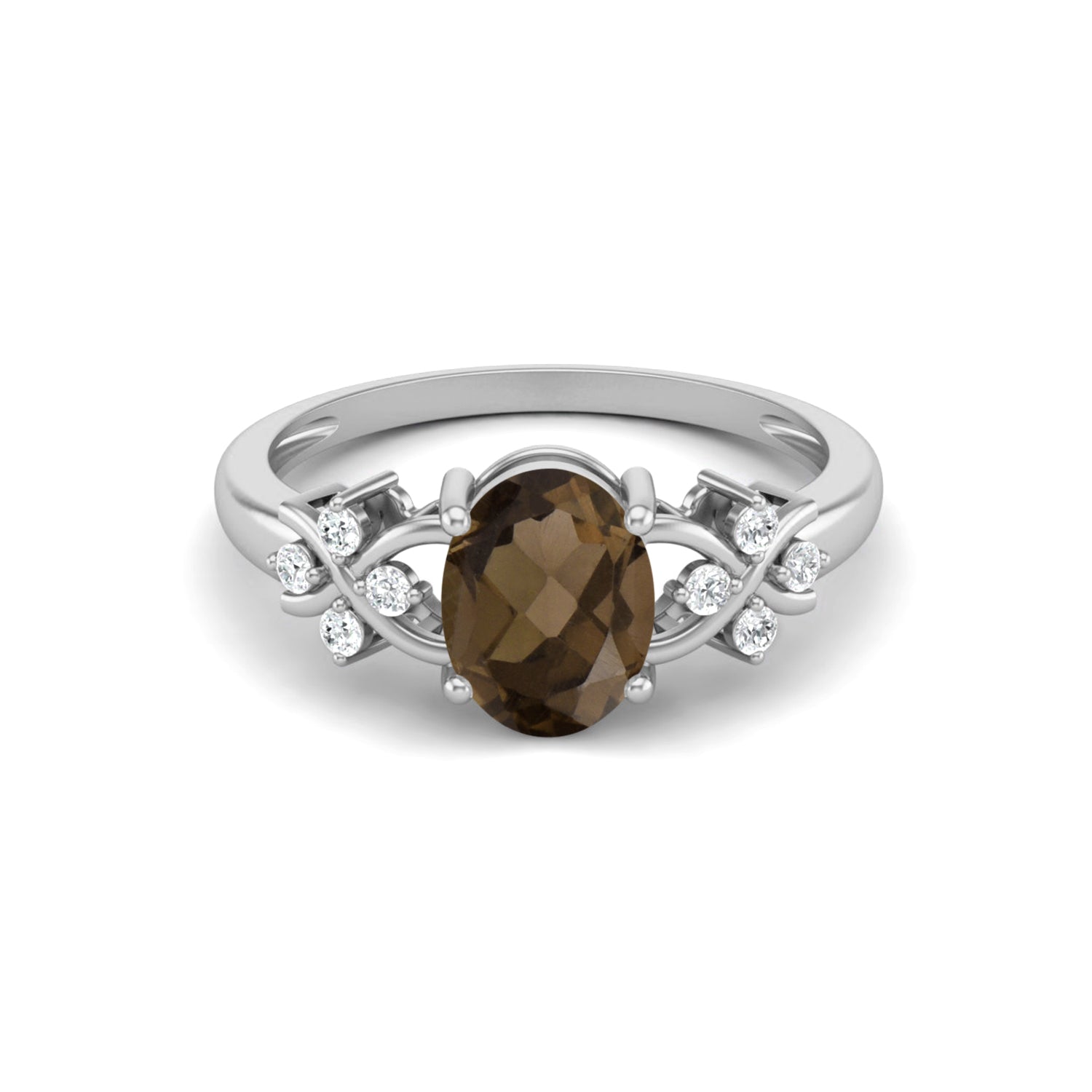 Smoky Quartz Vine Inspired Accent Ring – Sterling Silver