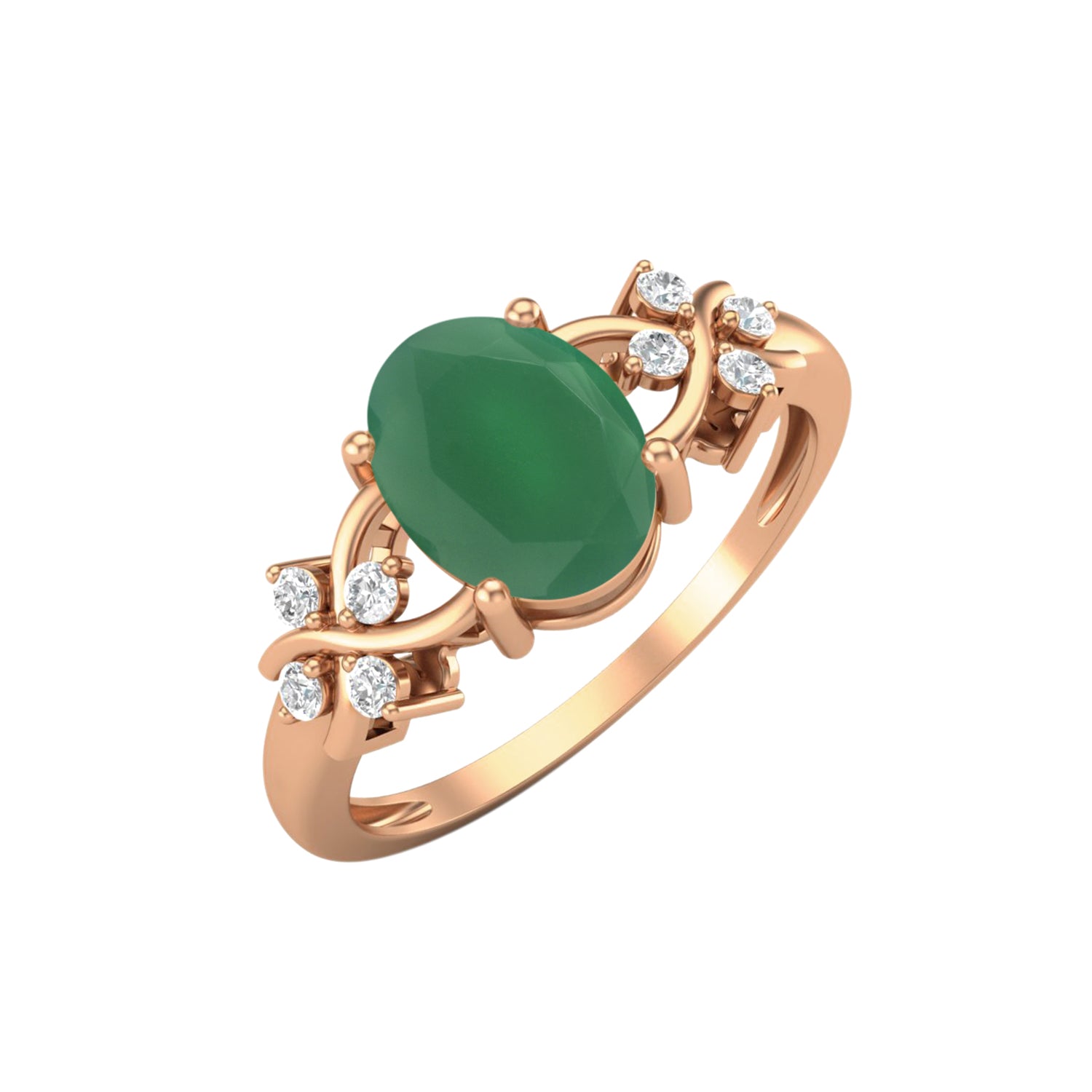 Anello di fidanzamento ovale in onice verde, anello nuziale in argento sterling 925