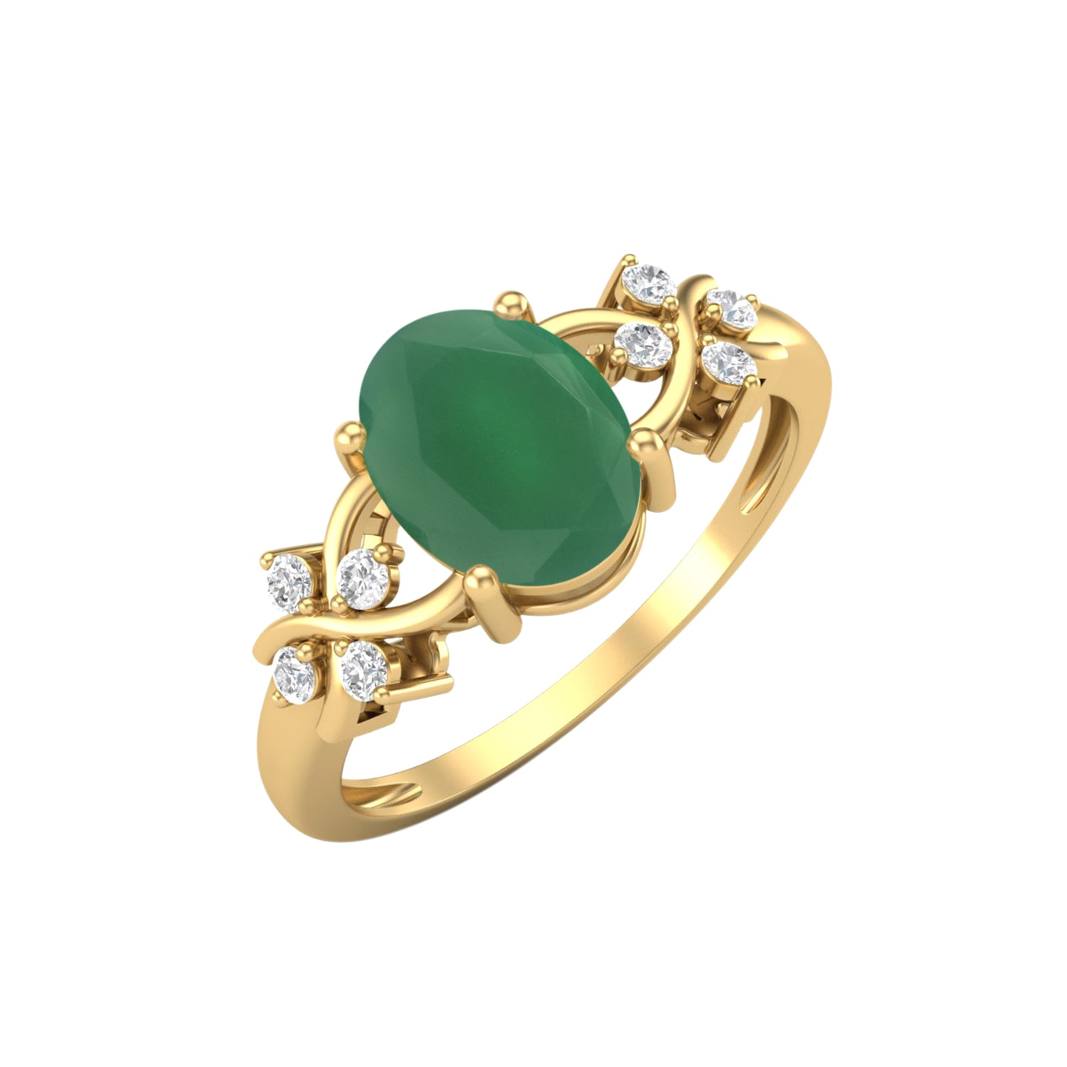 Anello di fidanzamento ovale in onice verde, anello nuziale in argento sterling 925