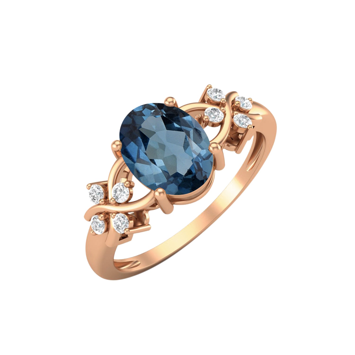 London Blue Topaz Floral Vine Accent Ring – Sterling Silver