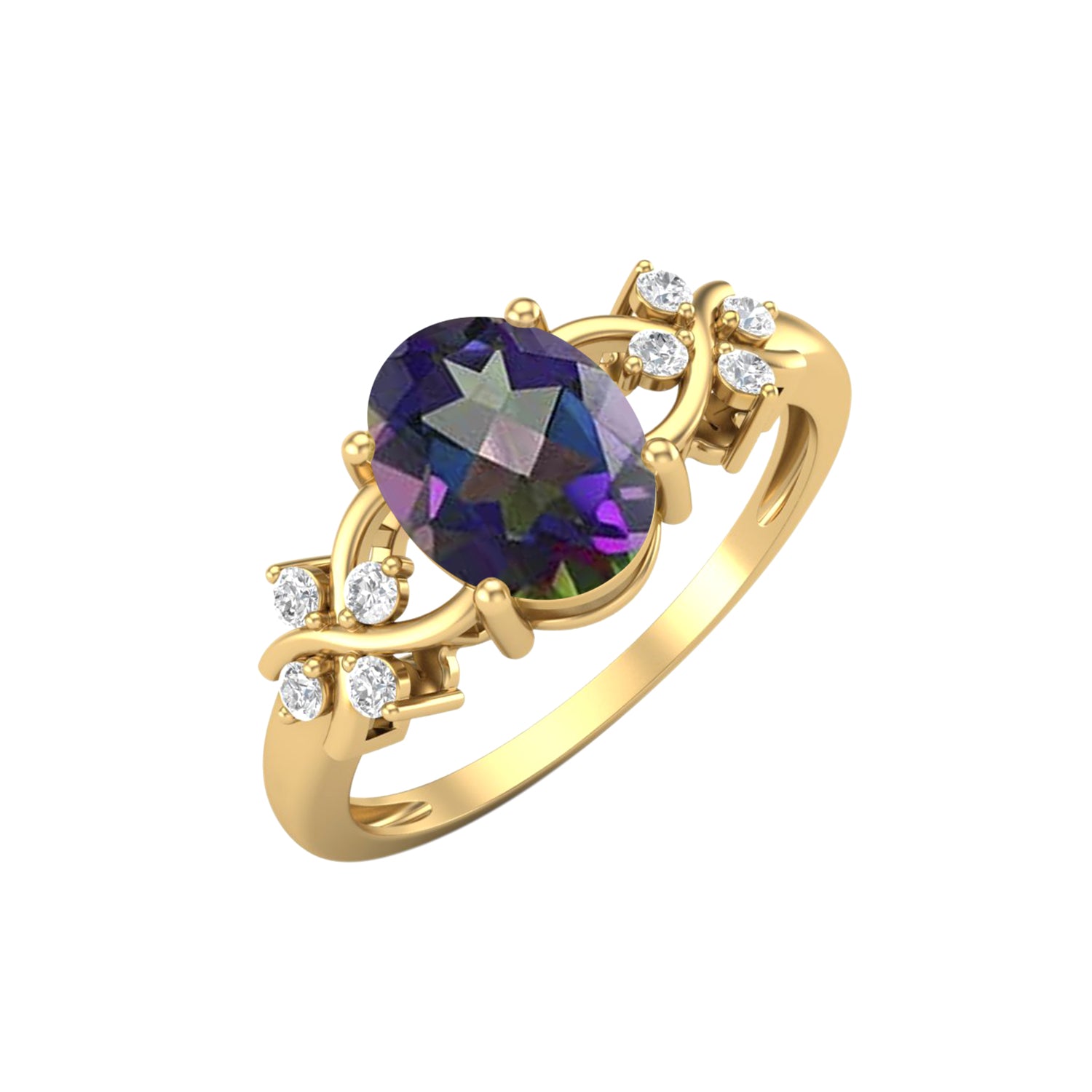 Anello nuziale in argento sterling 925 con topazio mistico, anello nuziale in stile Art Déco