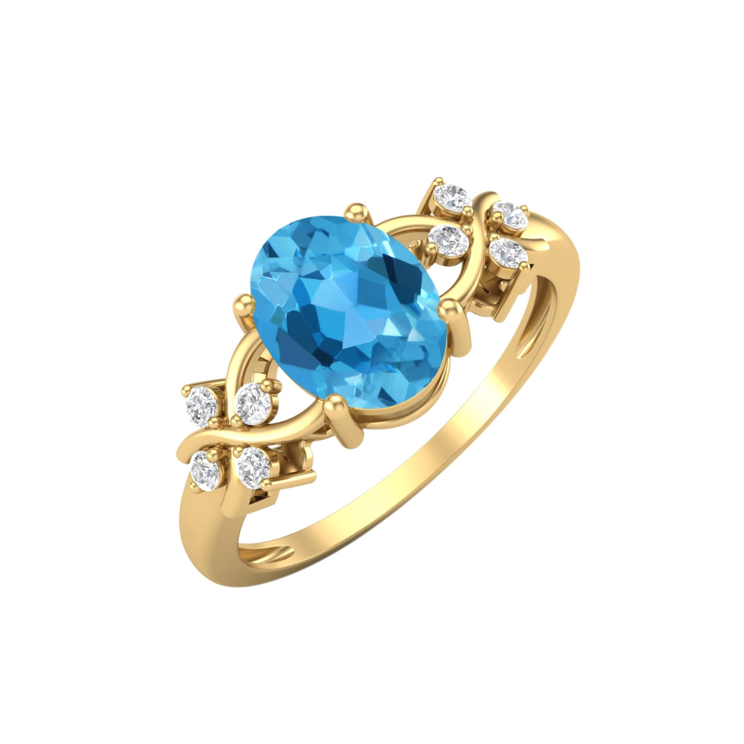 Swiss Blue Topaz Vine Inspired Accent Ring – Sterling Silver