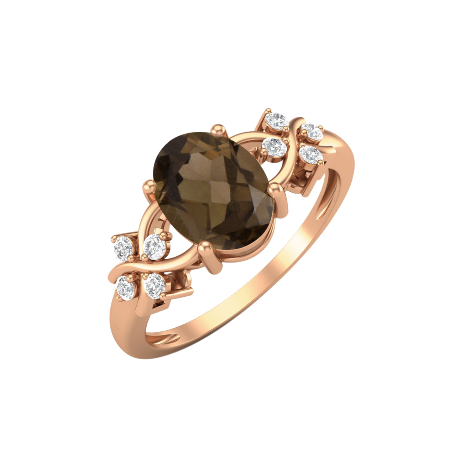 Anello di fidanzamento vintage in quarzo fumé, anello nuziale in argento sterling 925