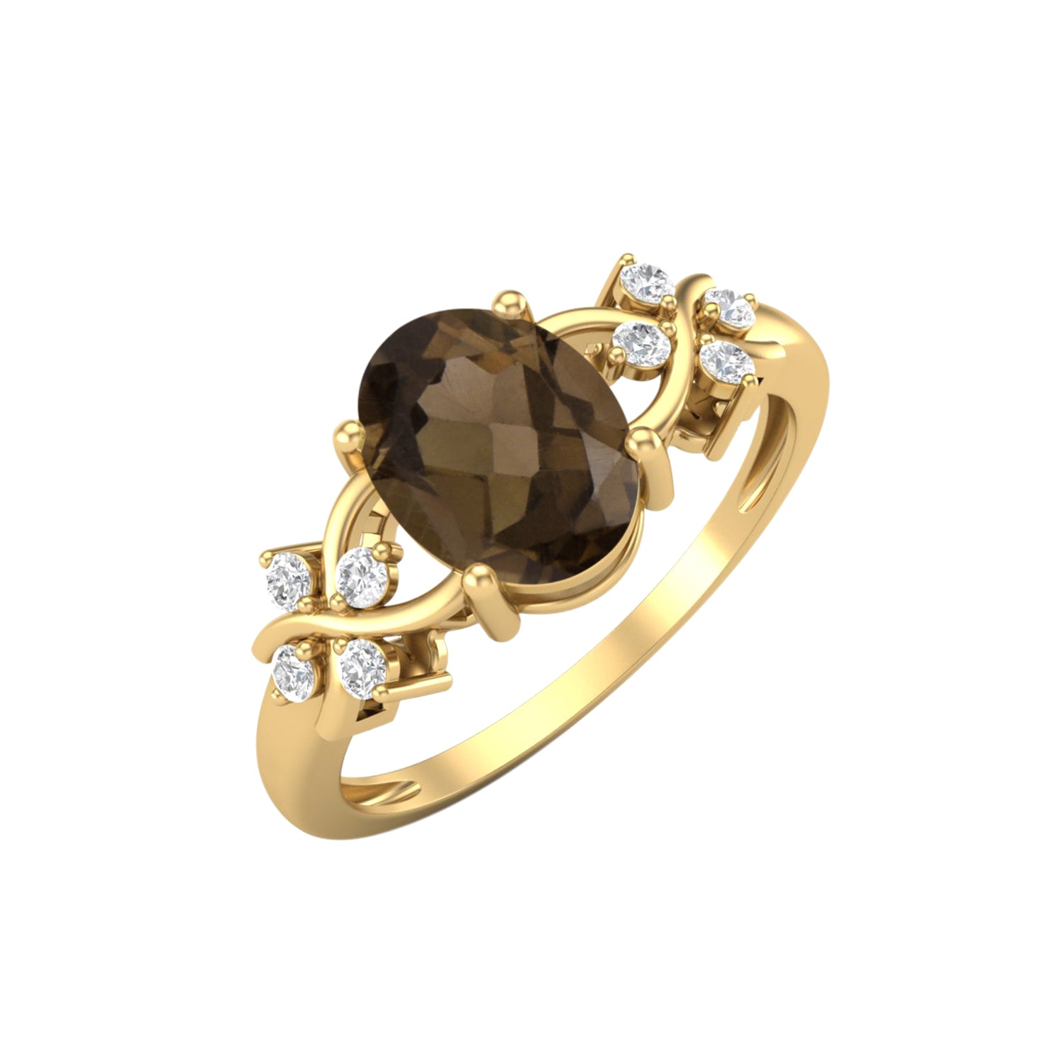Anello di fidanzamento vintage in quarzo fumé, anello nuziale in argento sterling 925