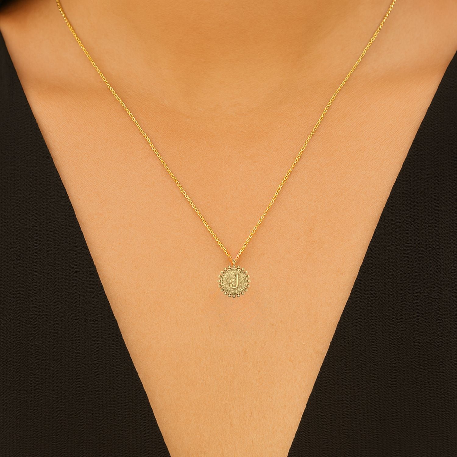 925 Sterling Silver Initial Necklace - J