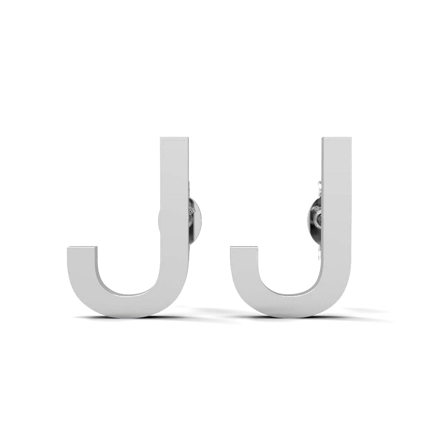 Orecchini a bottone con monogramma iniziale "J" – Argento Sterling