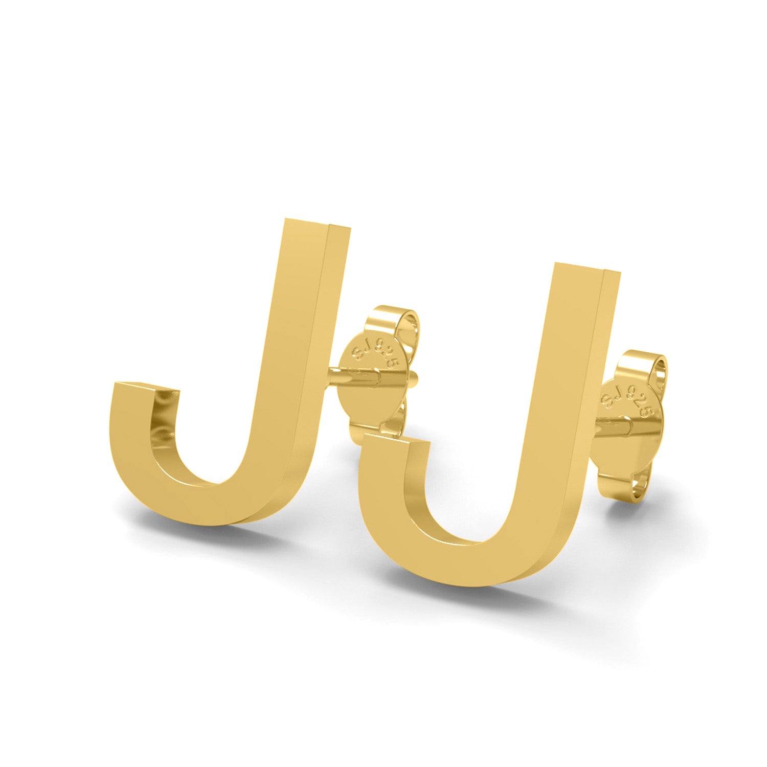 Orecchini a bottone con monogramma iniziale "J" – Argento Sterling