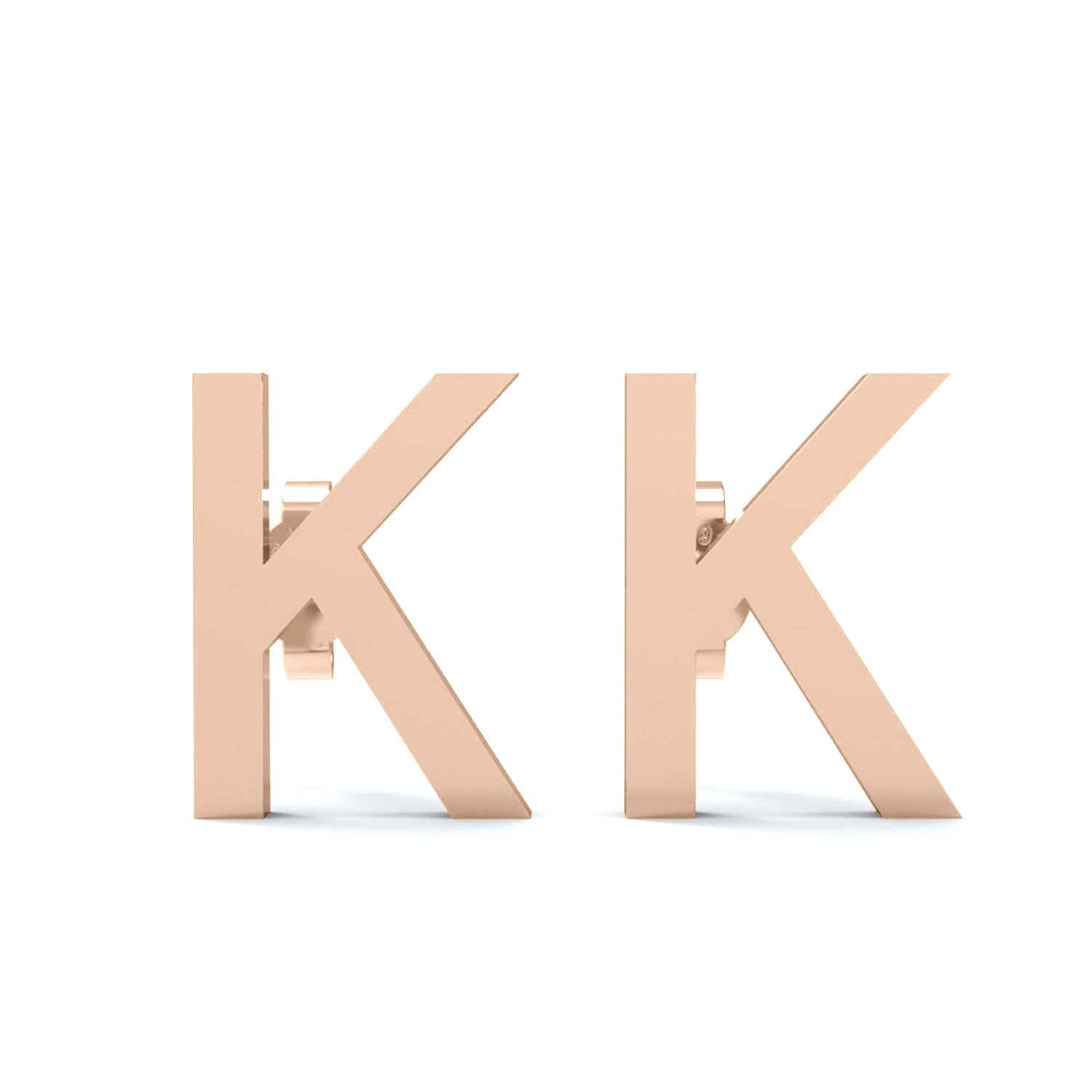 Orecchini a bottone con monogramma iniziale "K" – Argento Sterling