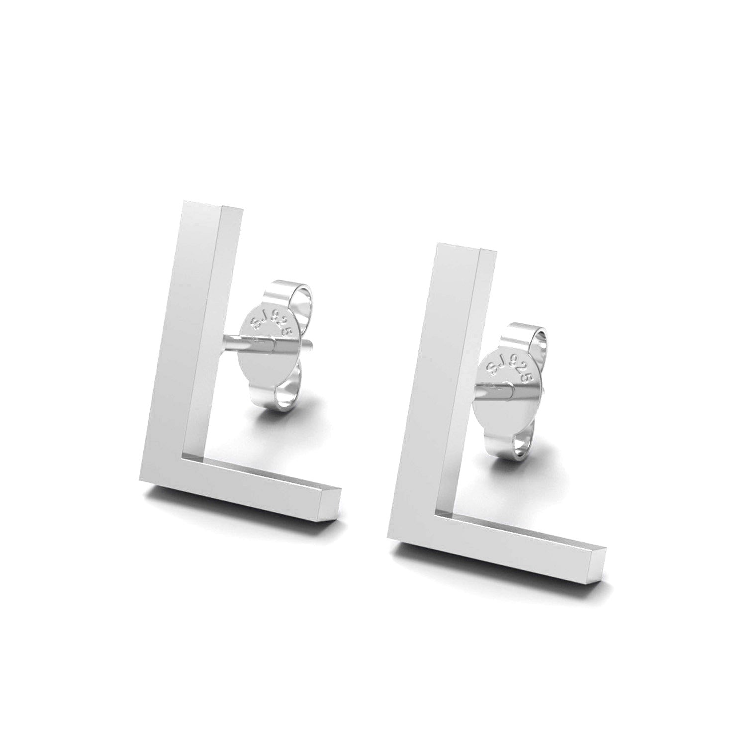 Initial "L" Monogram Stud Earring – Sterling Silver