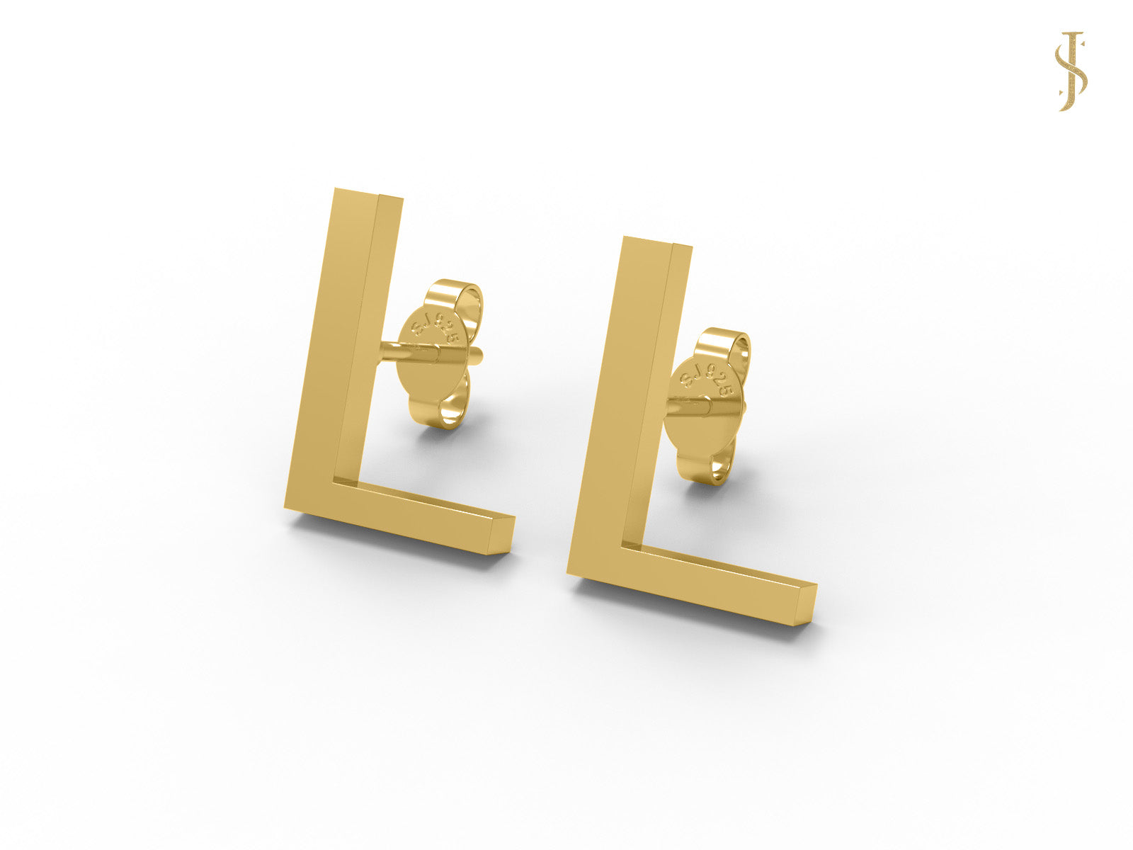 Initial "L" Monogram Stud Earring – Sterling Silver