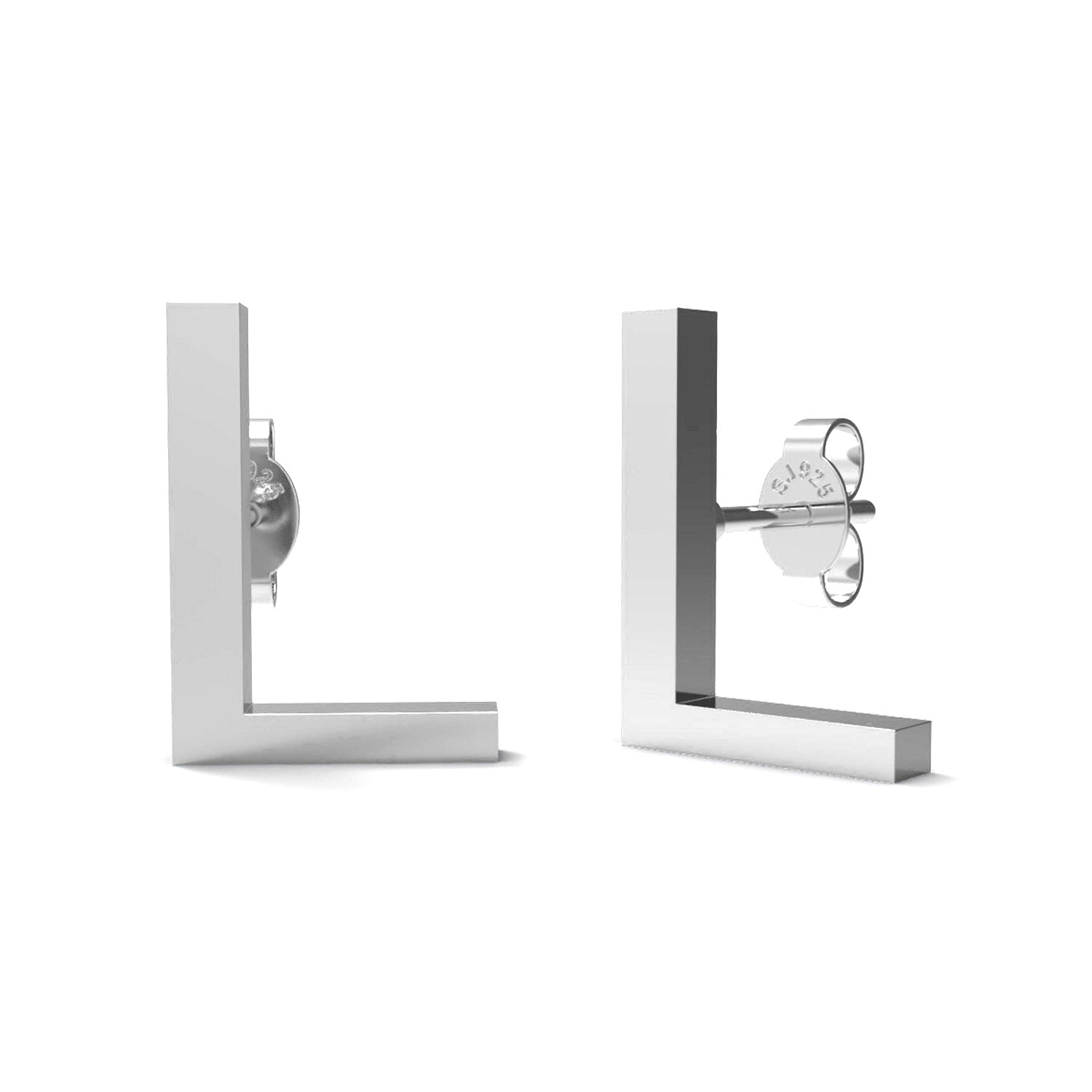 Initial "L" Monogram Stud Earring – Sterling Silver