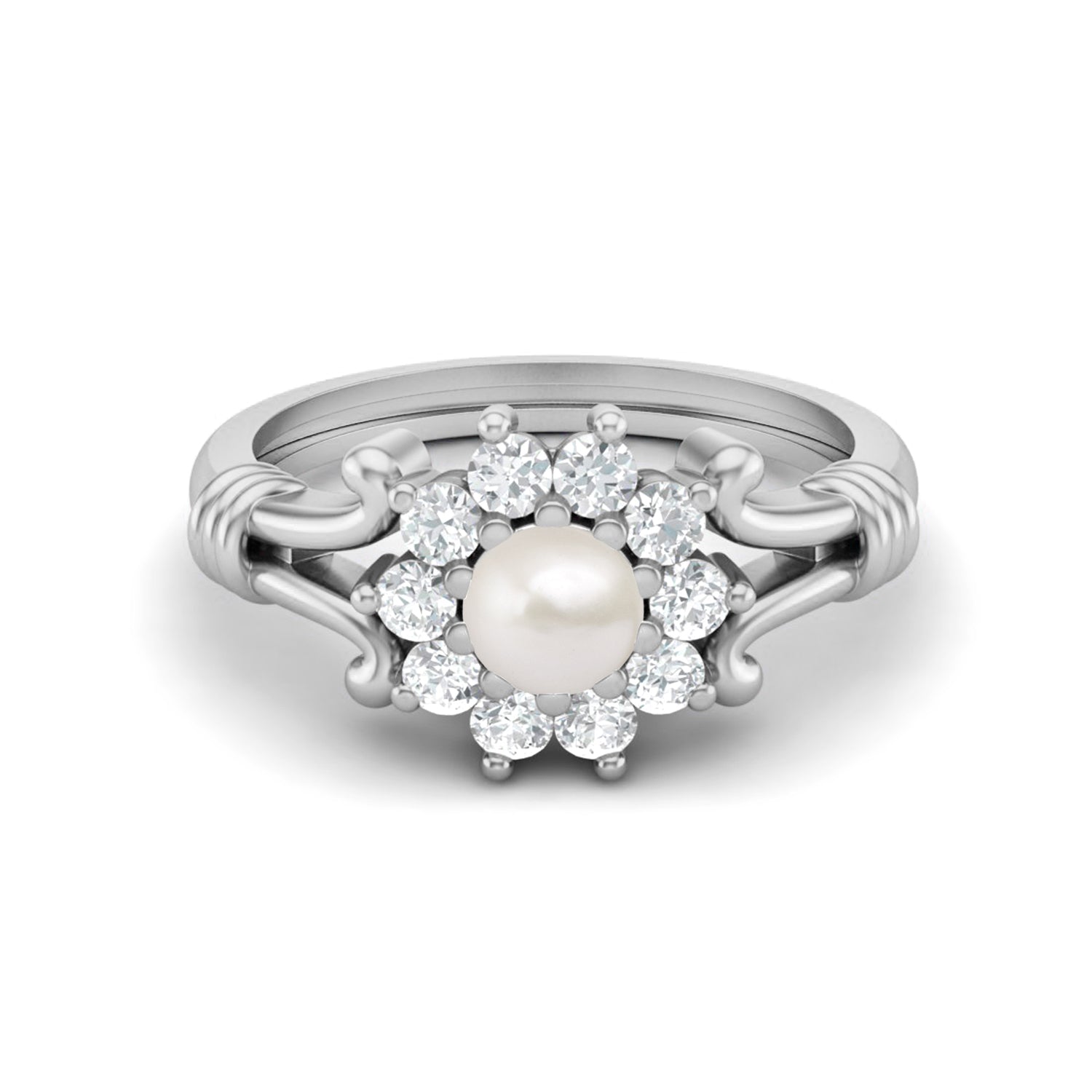 Anello da sposa in argento sterling 925 con perle, anello da matrimonio in stile Art Déco