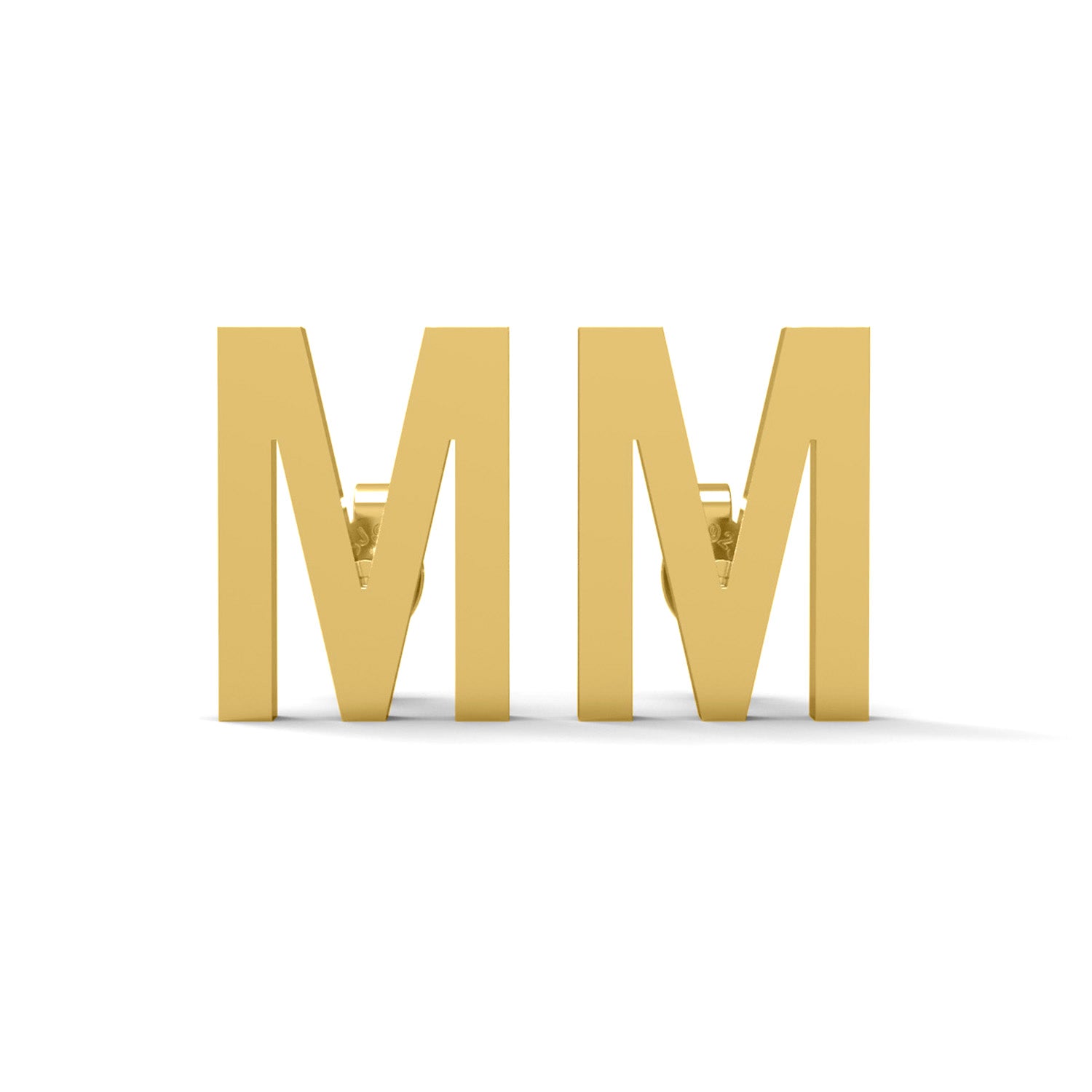 Orecchini a bottone con monogramma iniziale "M" – Argento Sterling