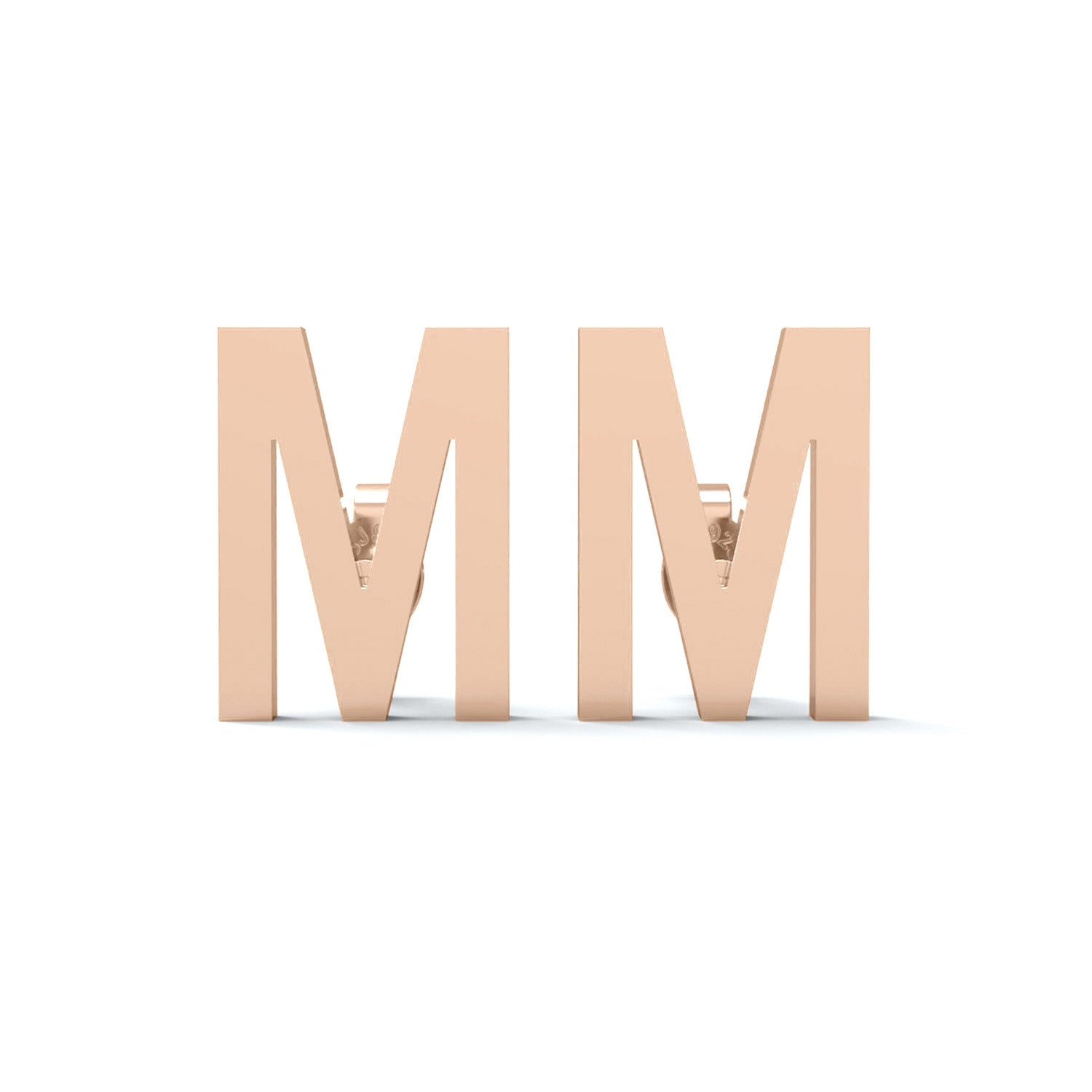 Orecchini a bottone con monogramma iniziale "M" – Argento Sterling