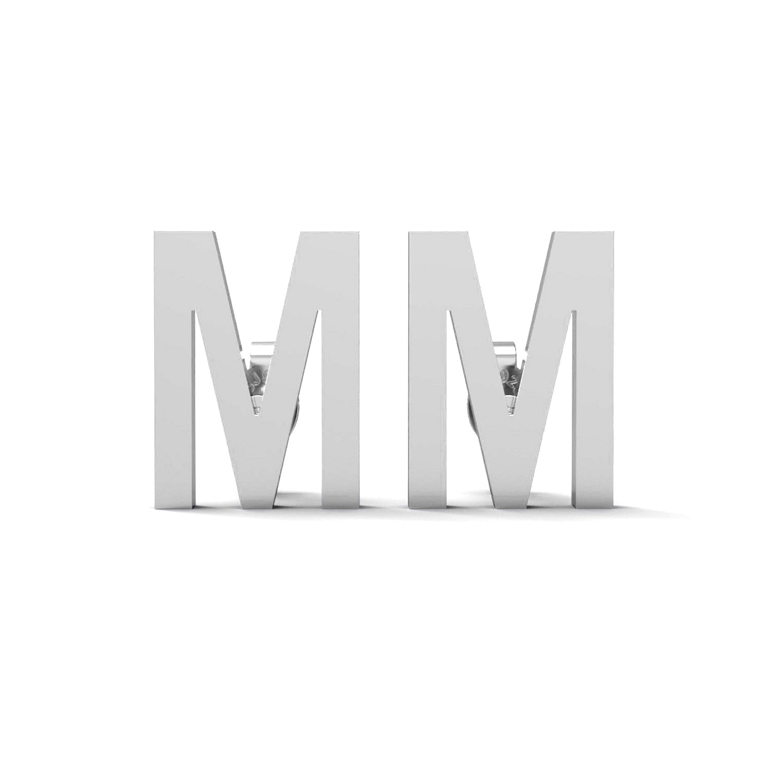 Orecchini a bottone con monogramma iniziale "M" – Argento Sterling