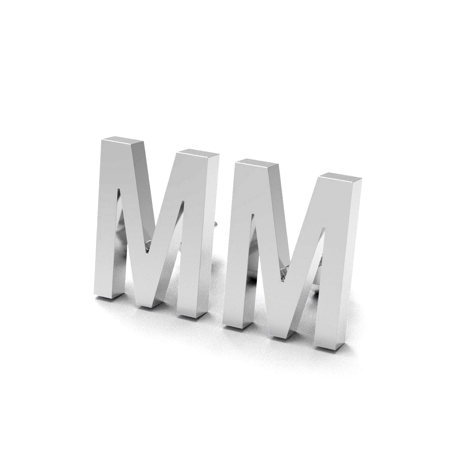 Orecchini a bottone con monogramma iniziale "M" – Argento Sterling
