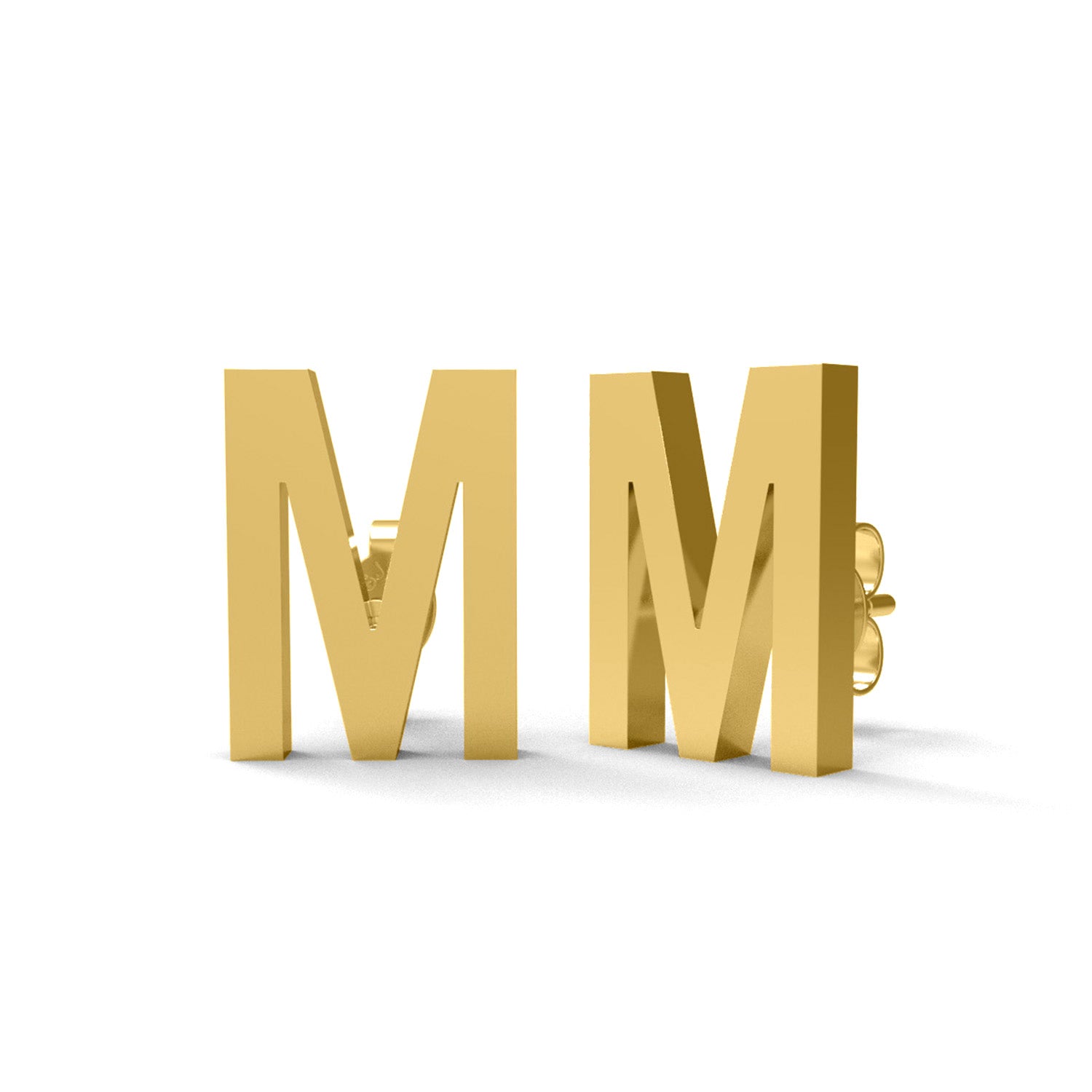 Orecchini a bottone con monogramma iniziale "M" – Argento Sterling