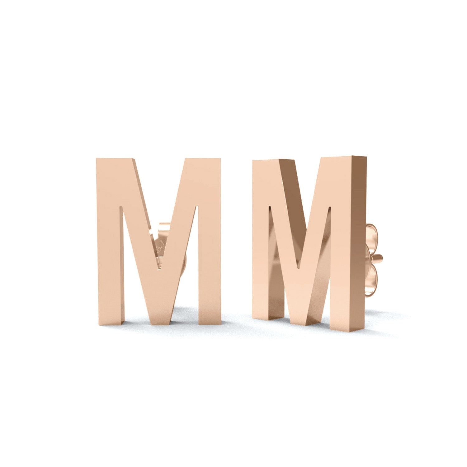 Orecchini a bottone con monogramma iniziale "M" – Argento Sterling