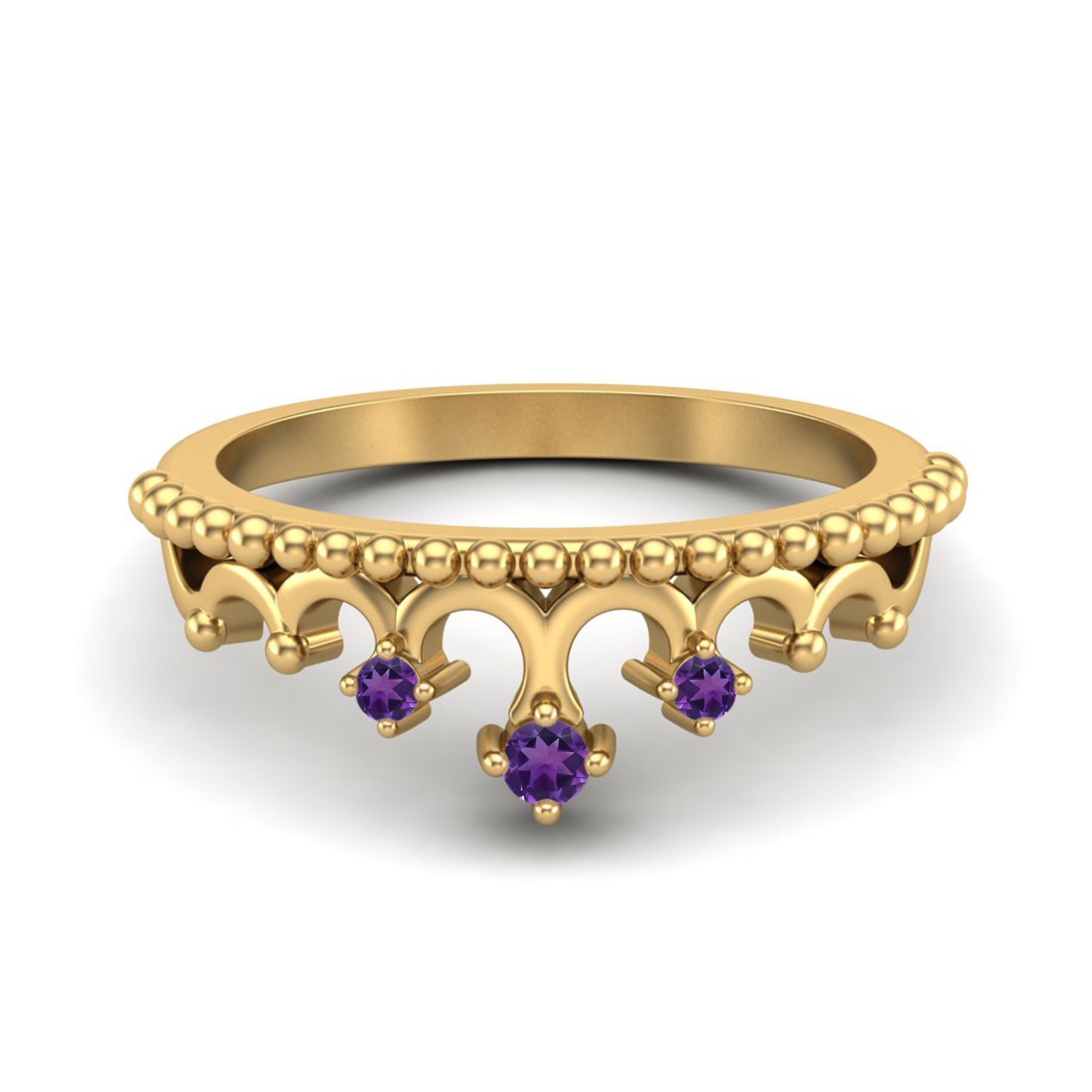 Amethyst Vintage Crown Tiara Ring – Sterling Silver