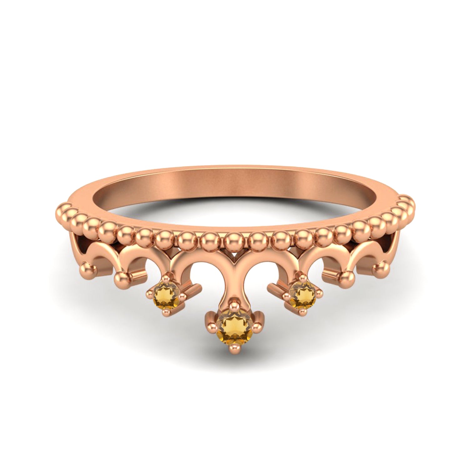 Citrine Accents Crown Tiara Ring – Sterling Silver