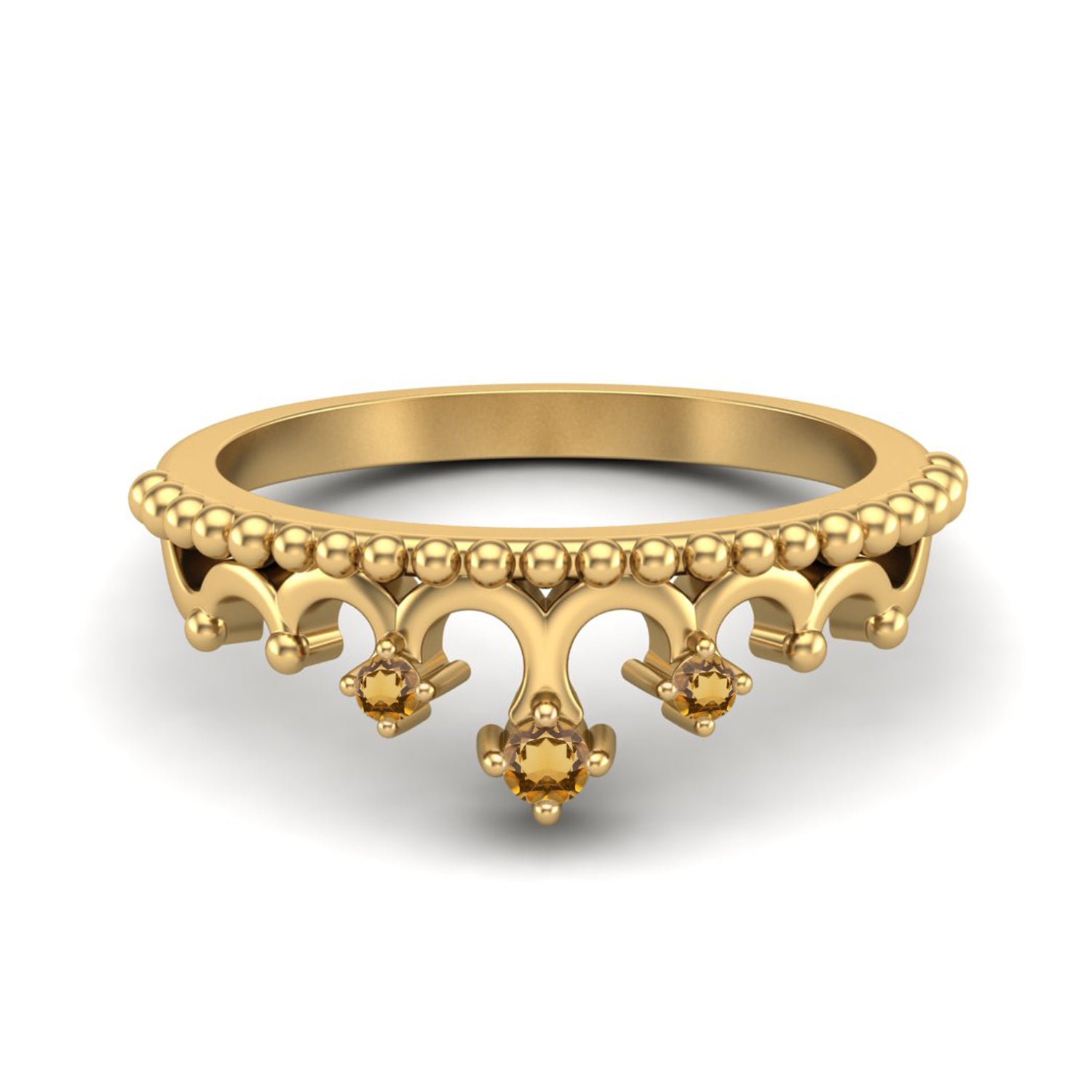 Citrine Accents Crown Tiara Ring – Sterling Silver