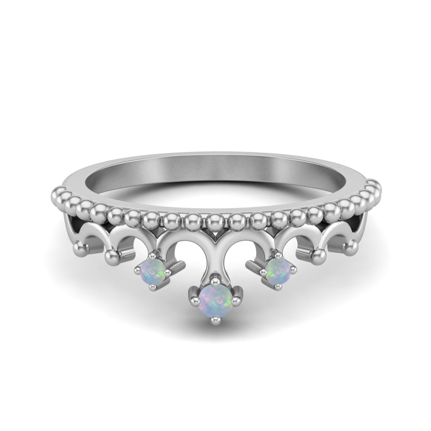 Opal Tiara Design Crown Ring- Sterling Silver