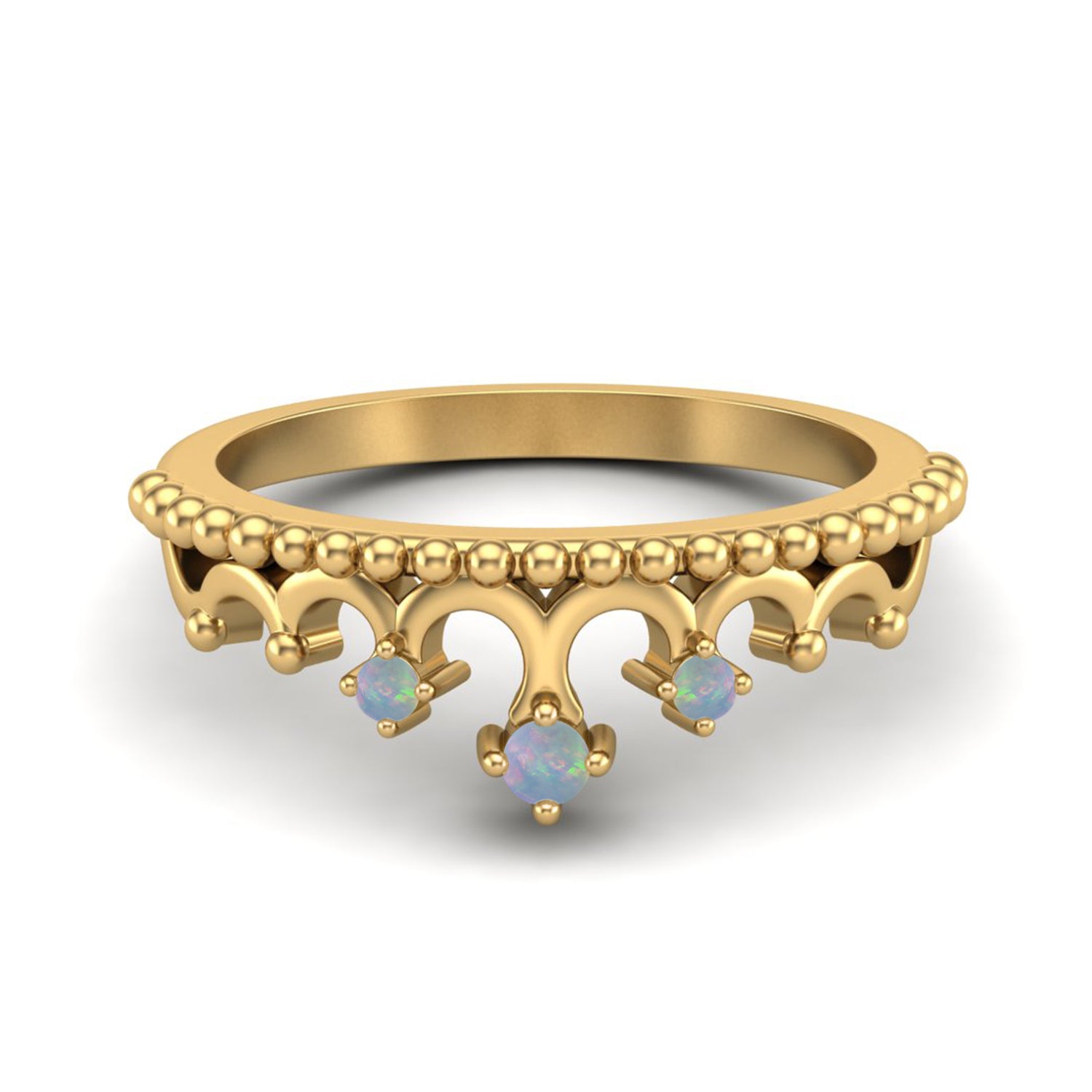 Anello a corona in argento sterling 925 con opale naturale e anello nuziale in opale naturale
