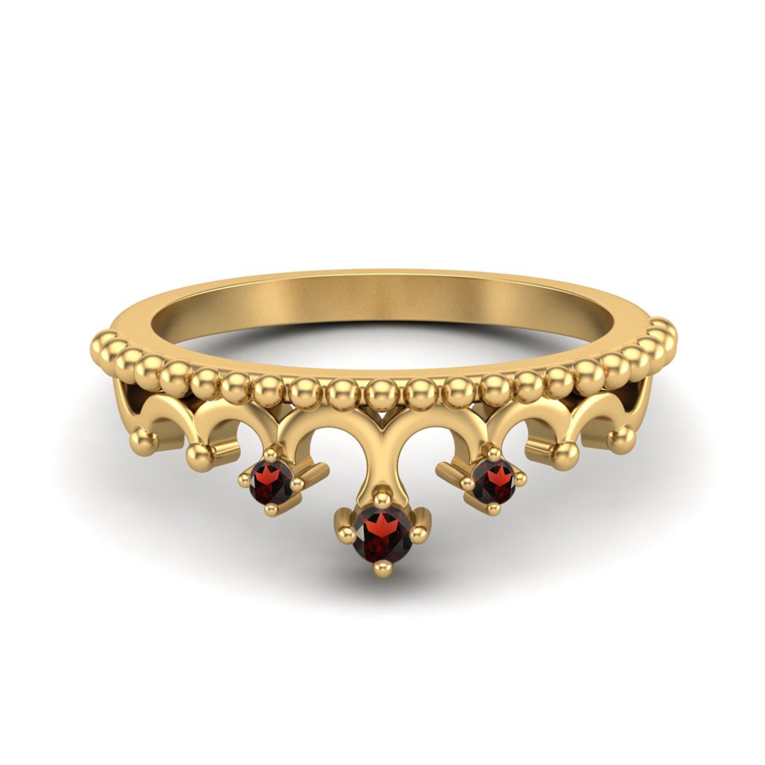 Garnet Crown Tiara Vintage-Inspired Ring – Sterling Silver