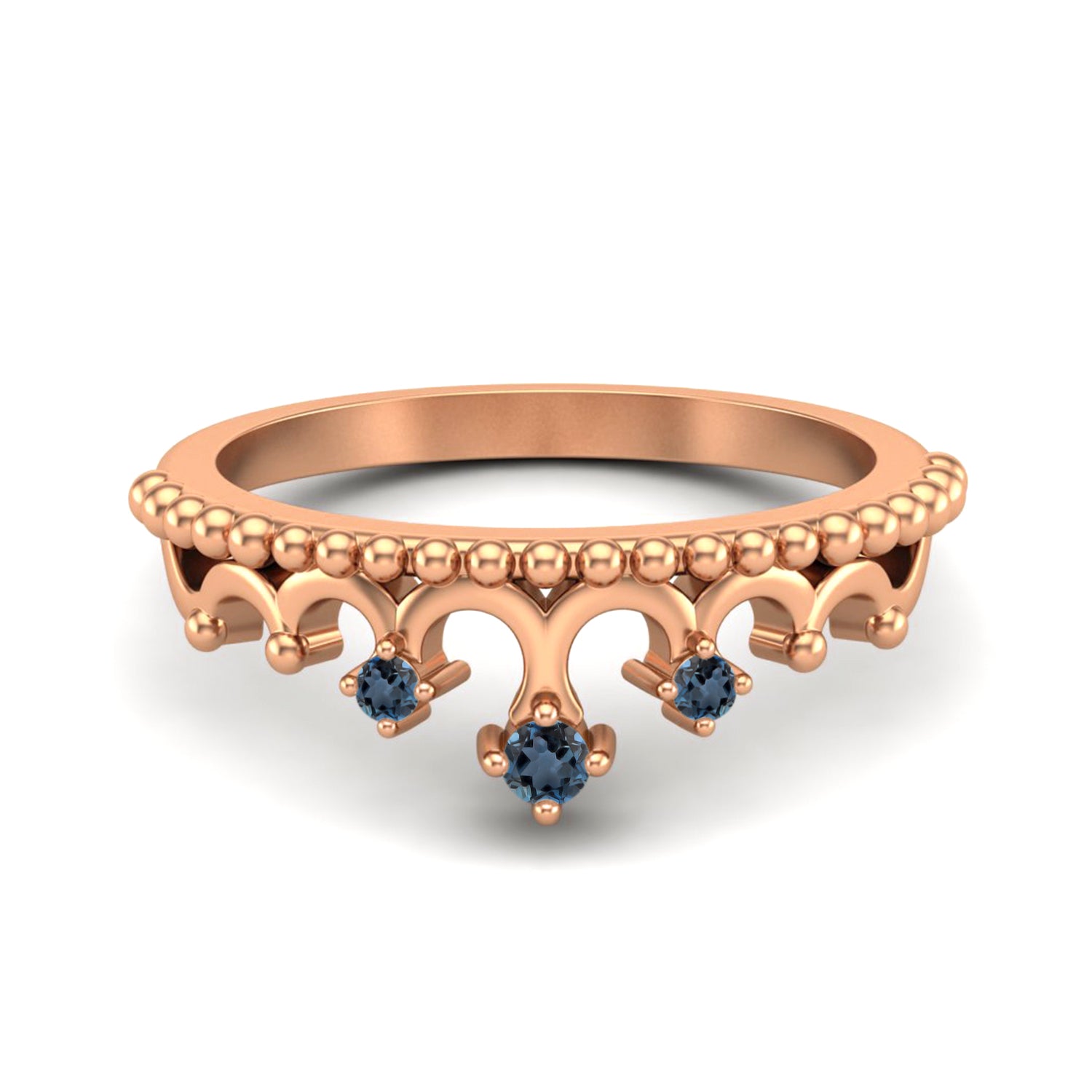 London Blue Topaz Vintage Crown Tiara Ring – Sterling Silver