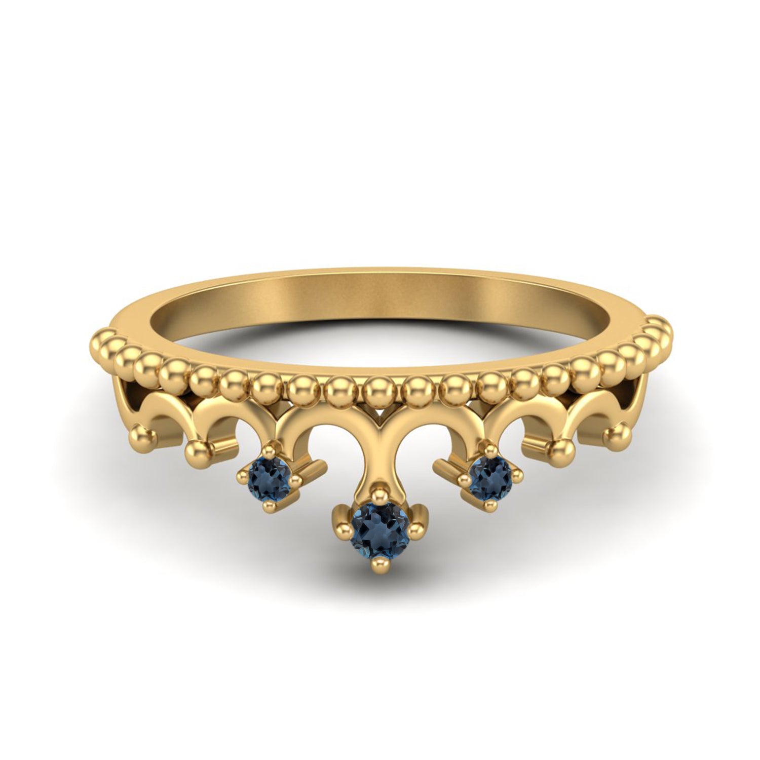 London Blue Topaz Vintage Crown Tiara Ring – Sterling Silver
