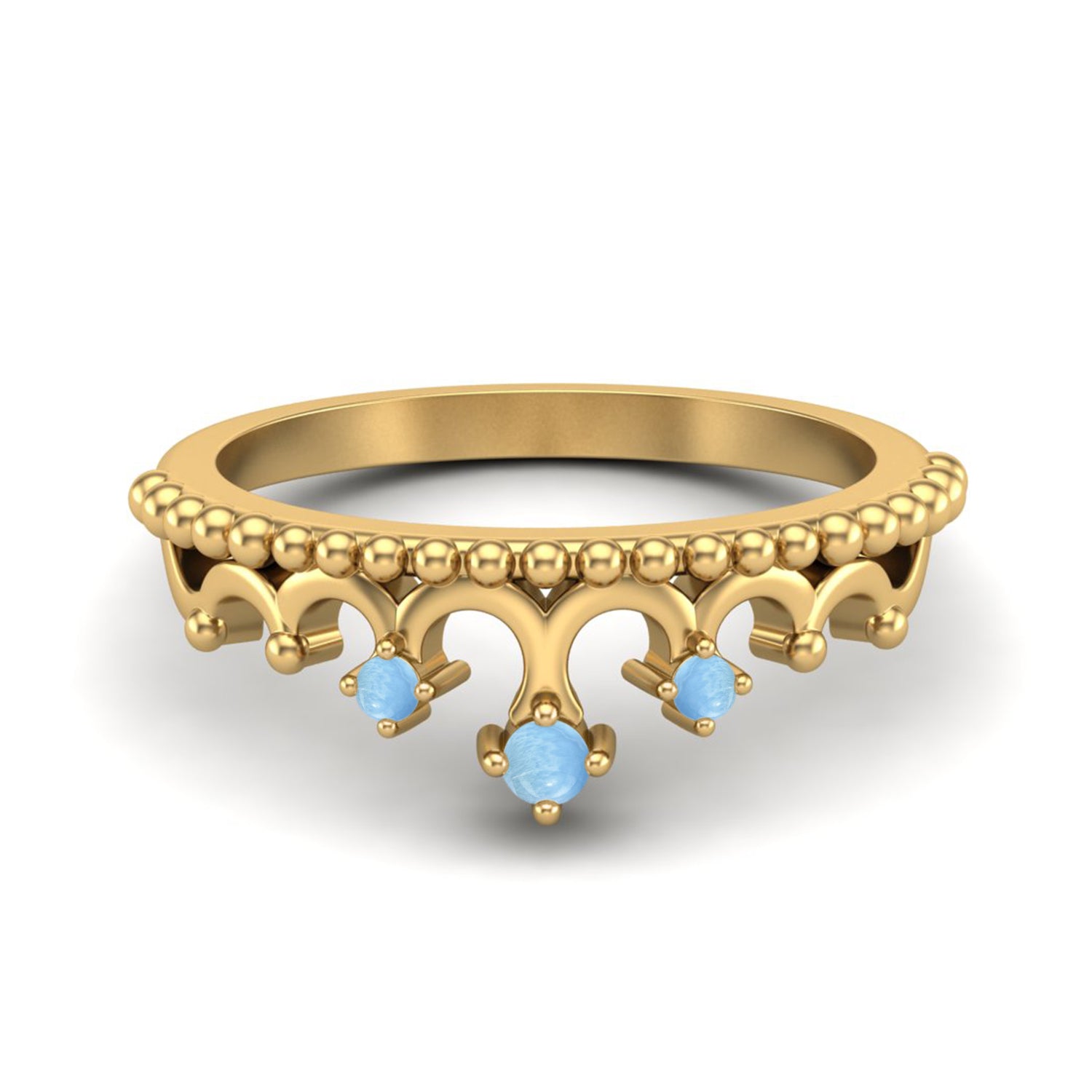 Anello da sposa in argento sterling 925 con larimar, anello da donna con corona, anello con promessa unica