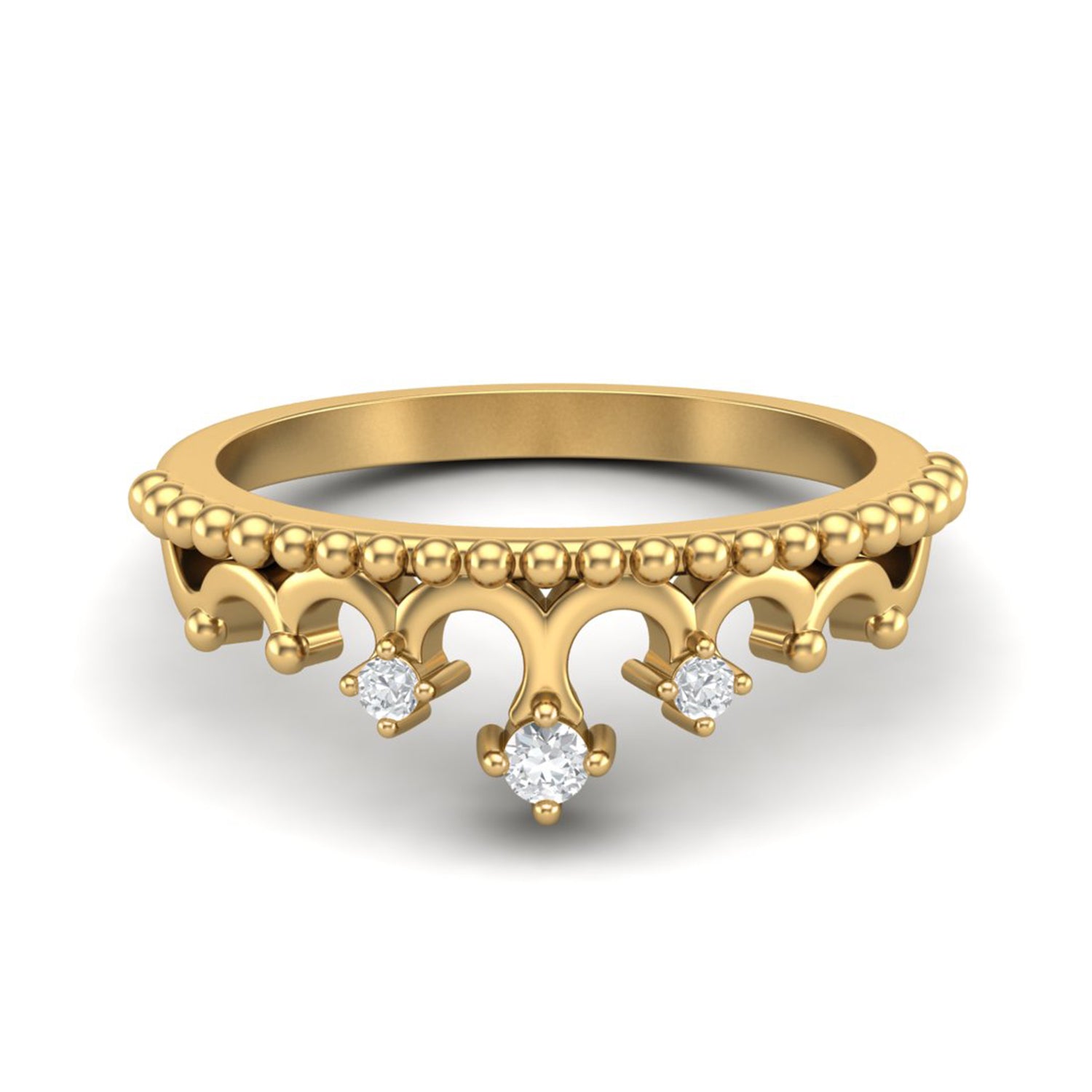 Anello con corona di moissanite e perline – Argento Sterling