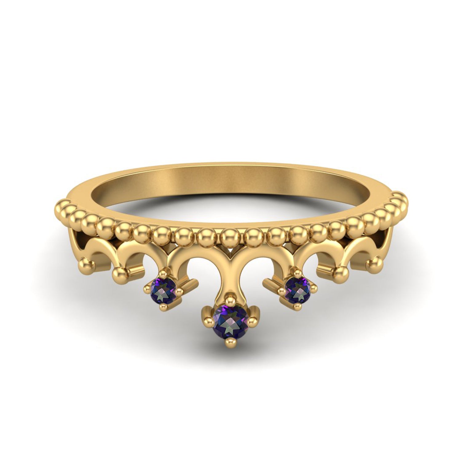 Mystic Topaz Tiara Design Crown Ring- Sterling Silver