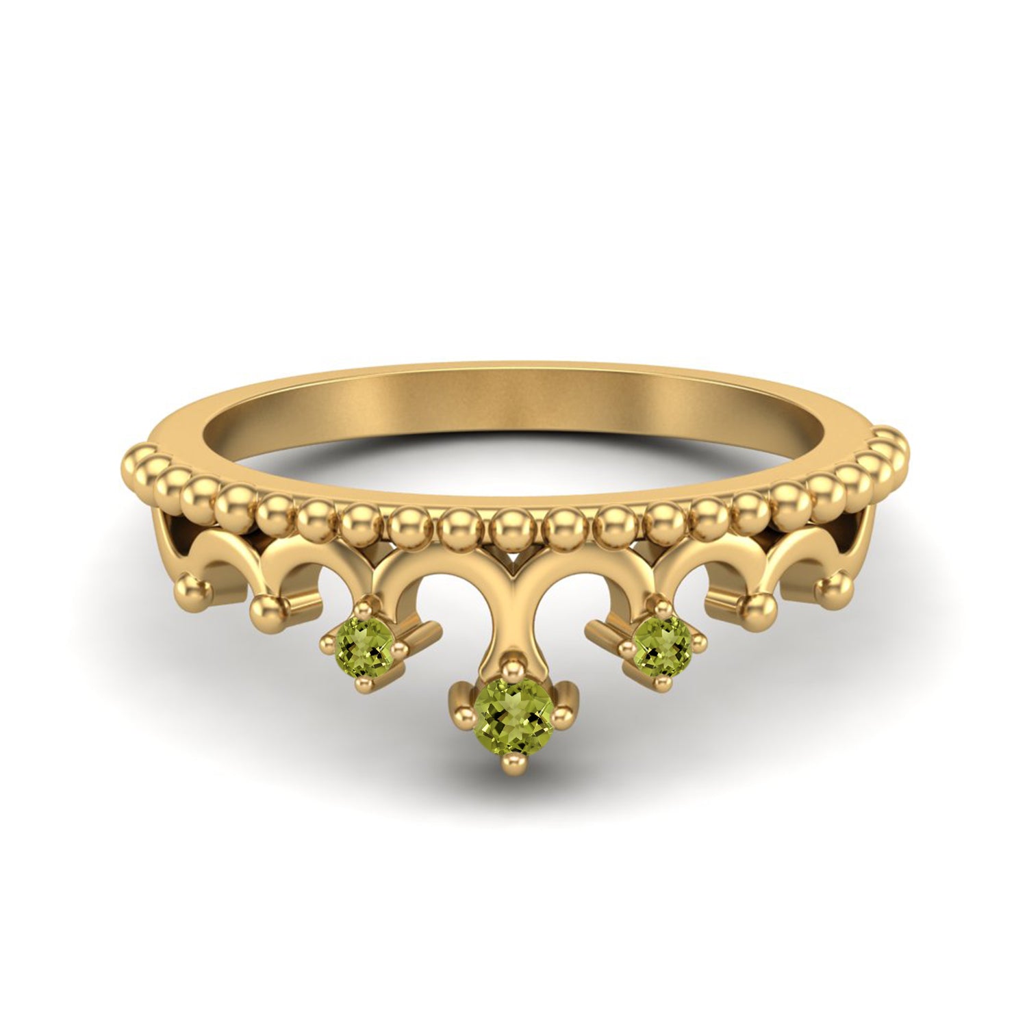 Peridot Tiara Design Crown Ring- Sterling Silver