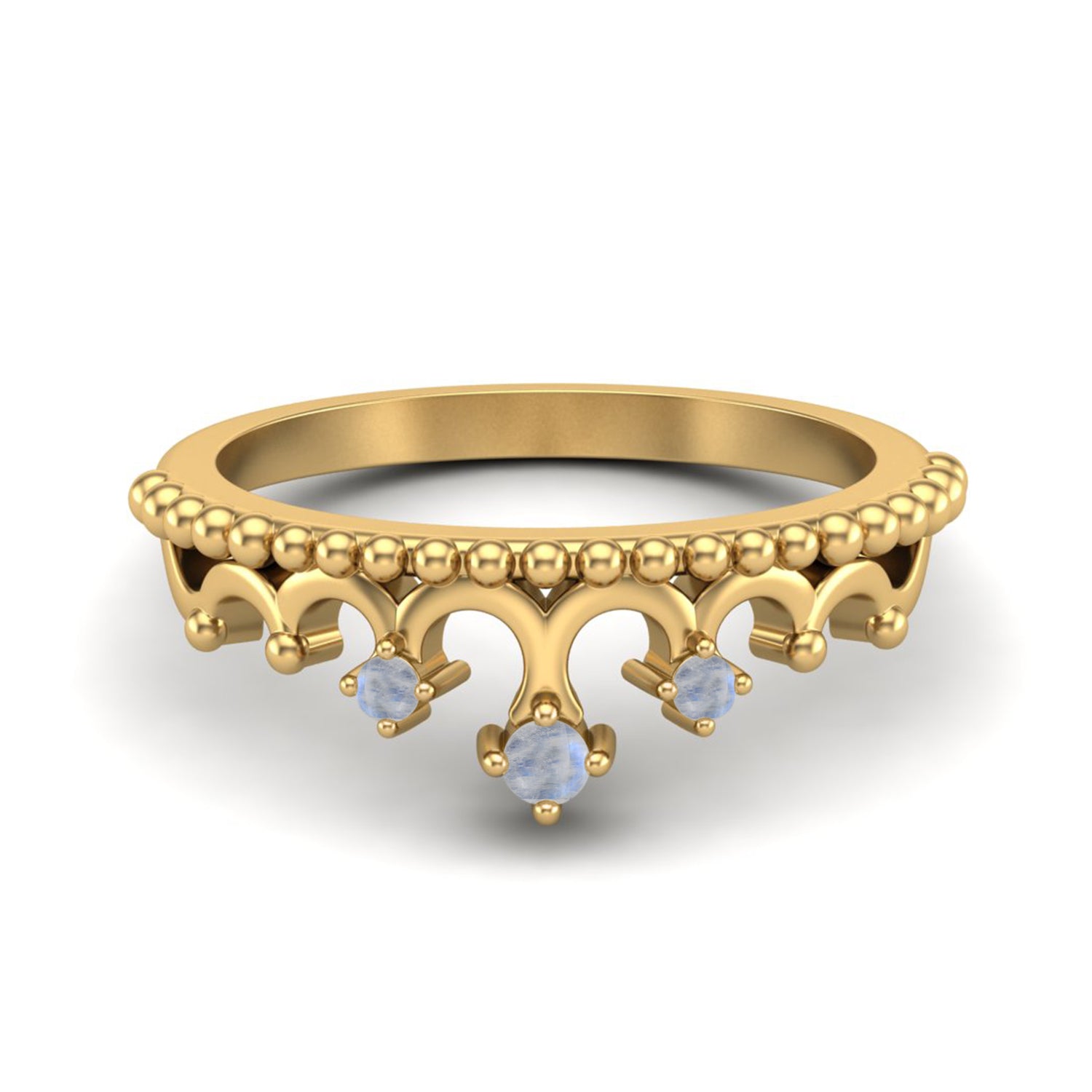 Moonstone Tiara Design Crown Ring- Sterling Silver