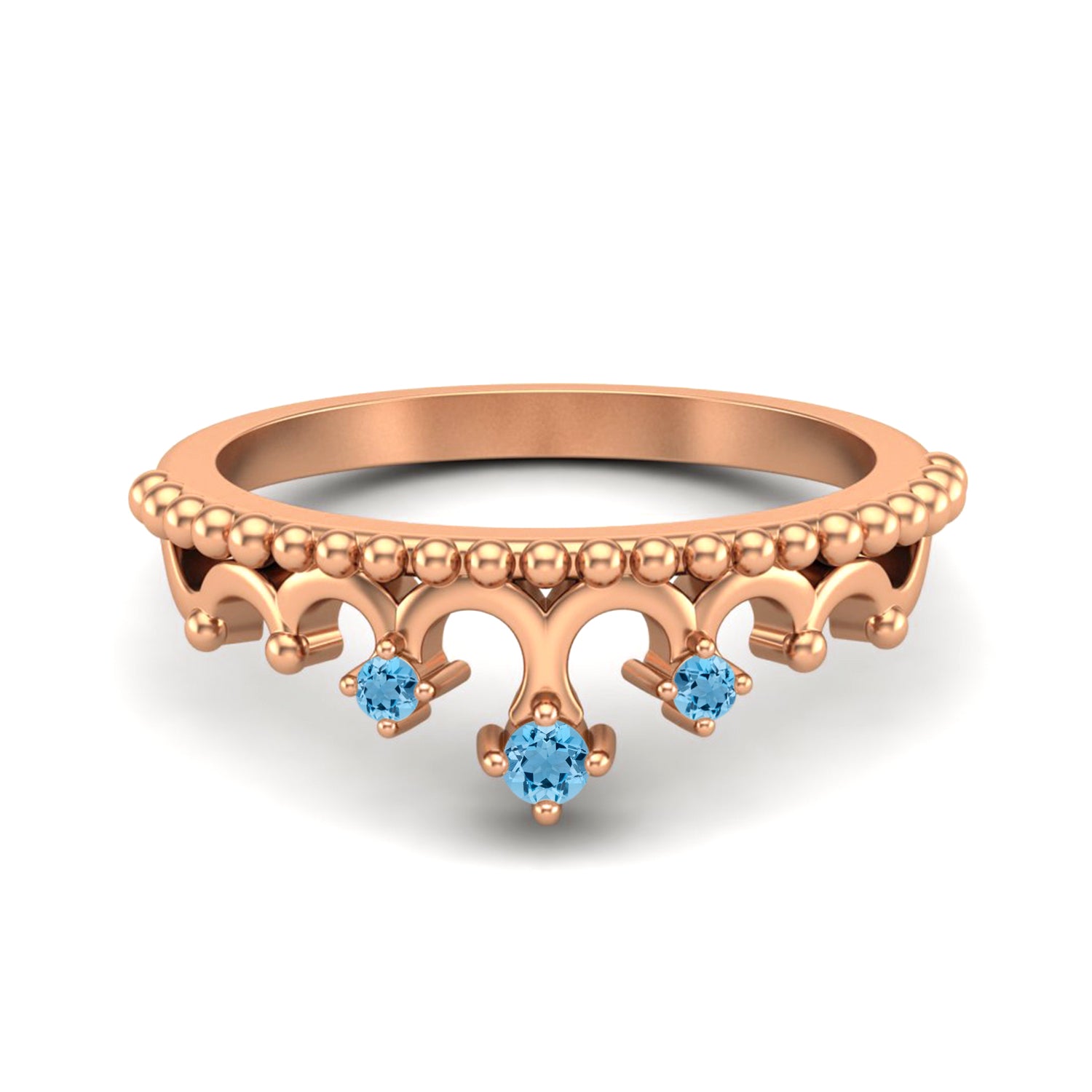 Anello da sposa con corona in argento sterling 925 e topazio blu svizzero