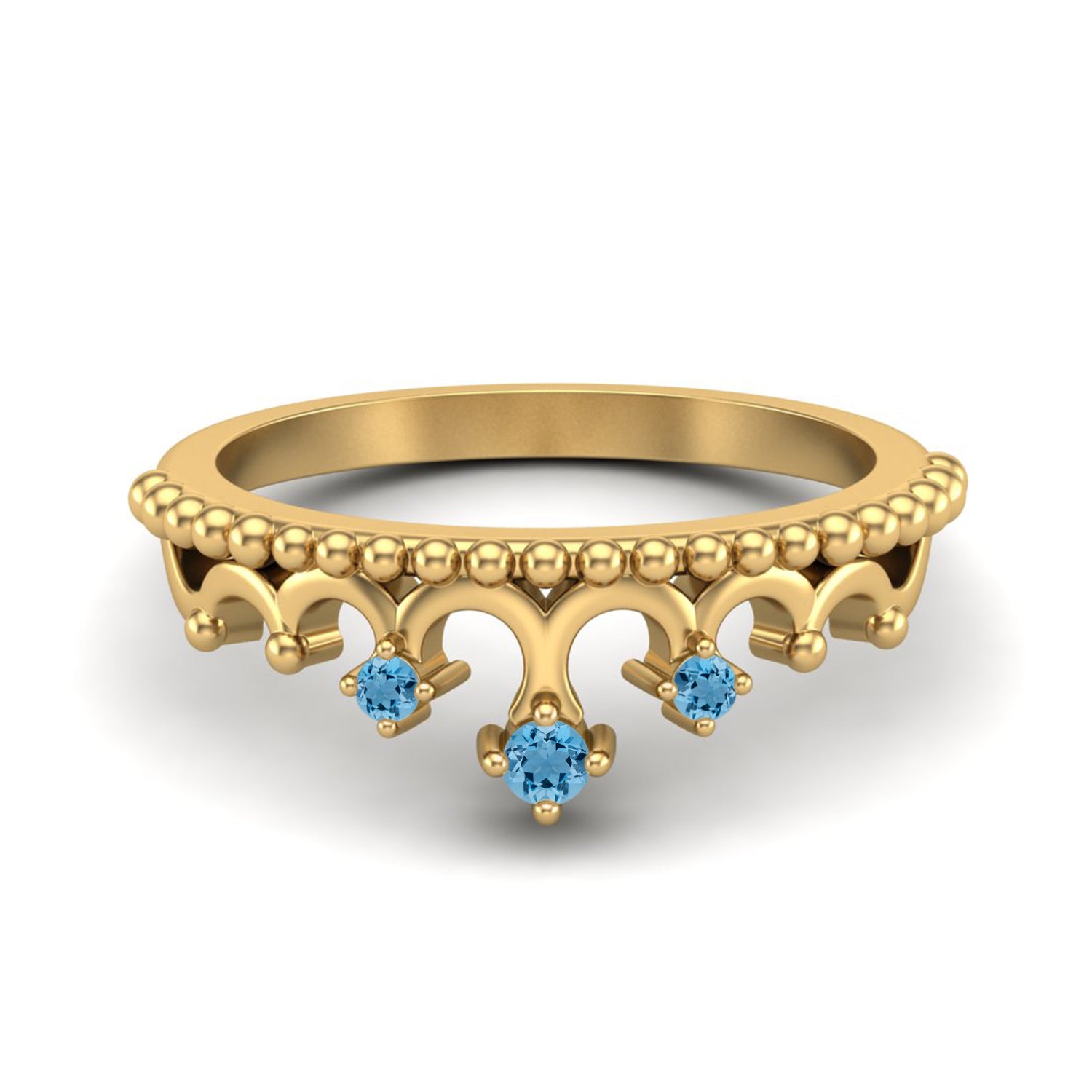 Anello da sposa con corona in argento sterling 925 e topazio blu svizzero