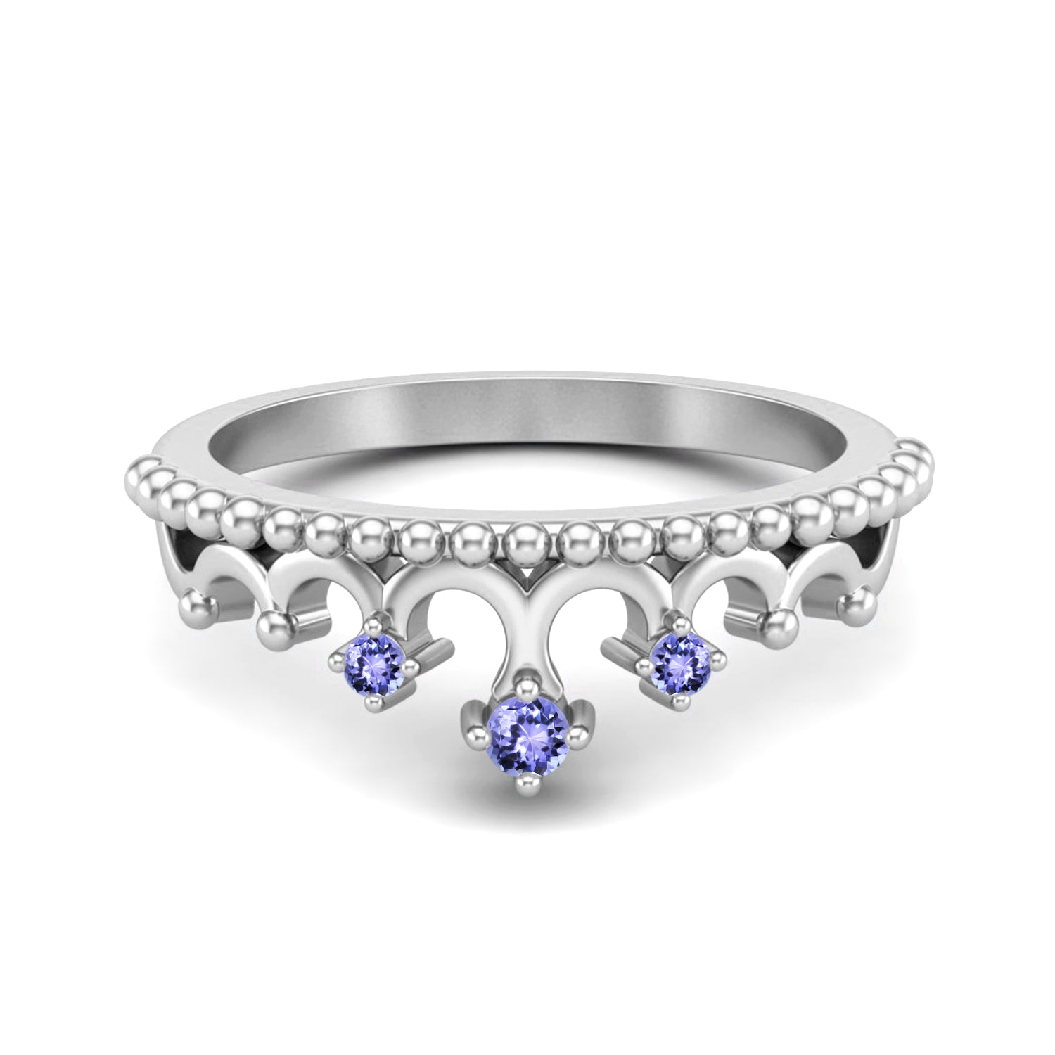 Tanzanite Tiara Design Crown Ring- Sterling Silver
