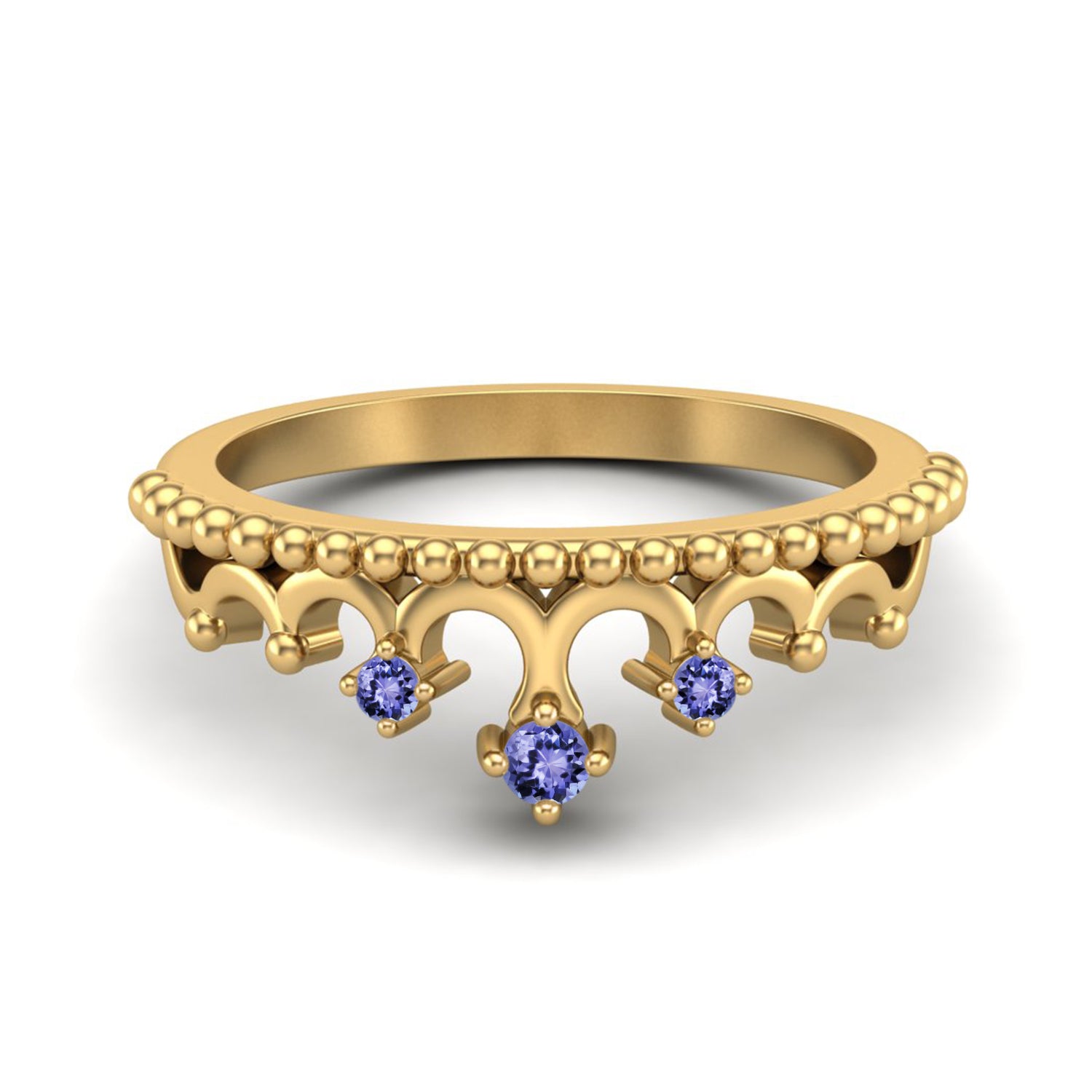 Tanzanite Tiara Design Crown Ring- Sterling Silver