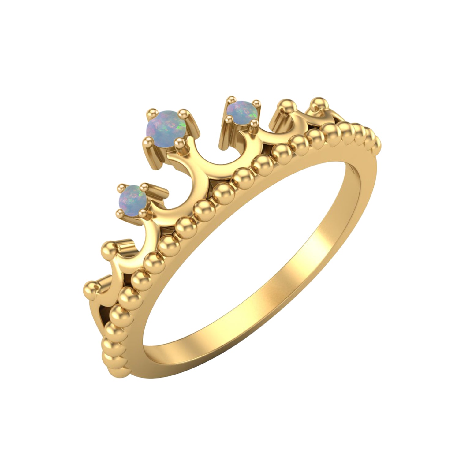 Anello a corona in argento sterling 925 con opale naturale e anello nuziale in opale naturale
