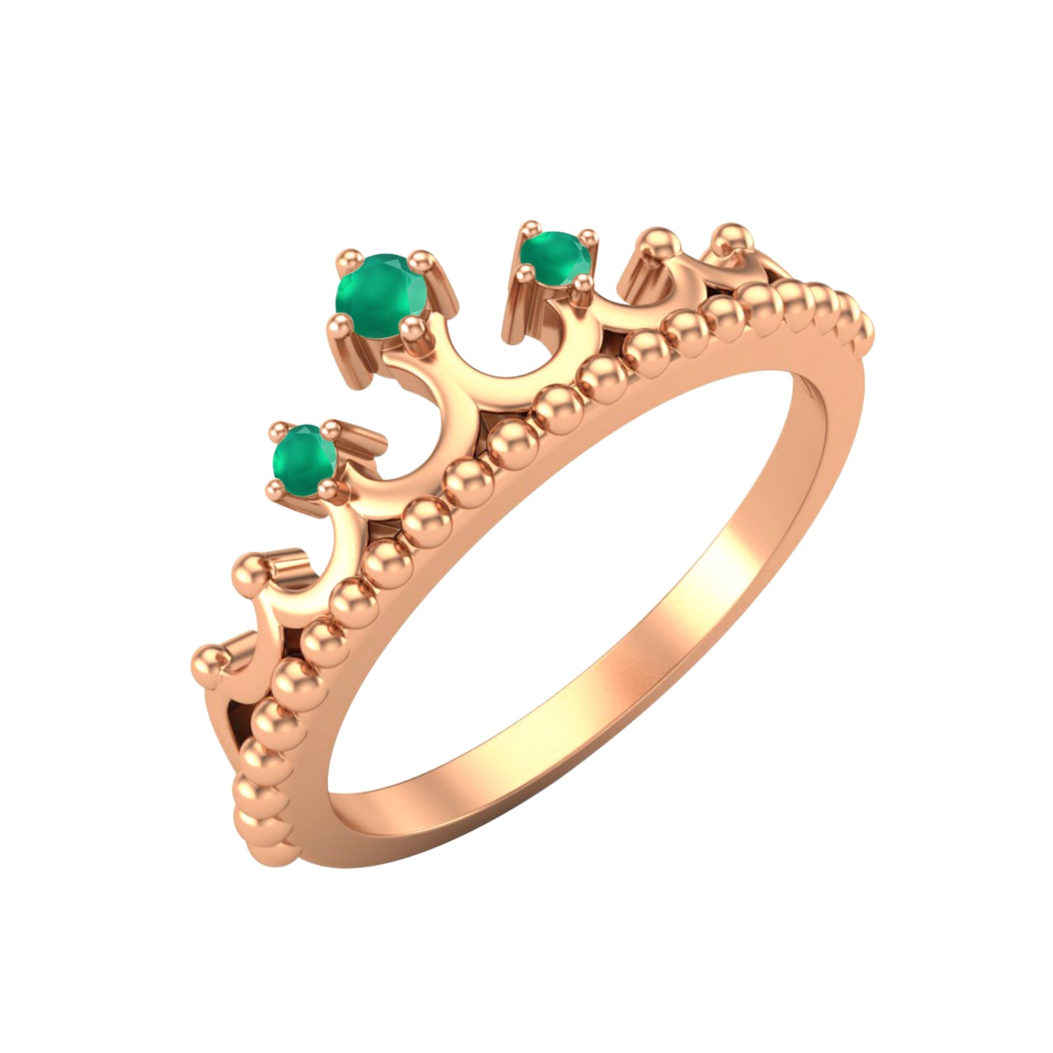 Anello a corona in onice verde di forma rotonda, tiara Art Déco, anello da sposa